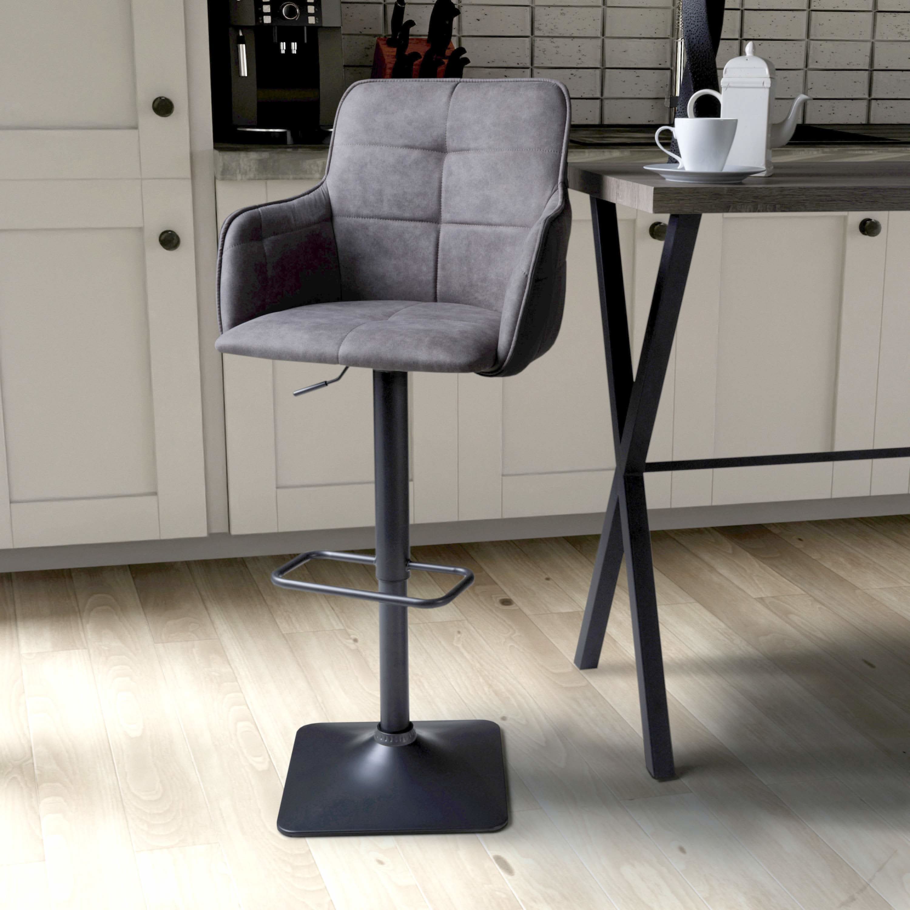 Blake Suede Effect Light Grey Bar Stools (7032146100288) (14625446461818)