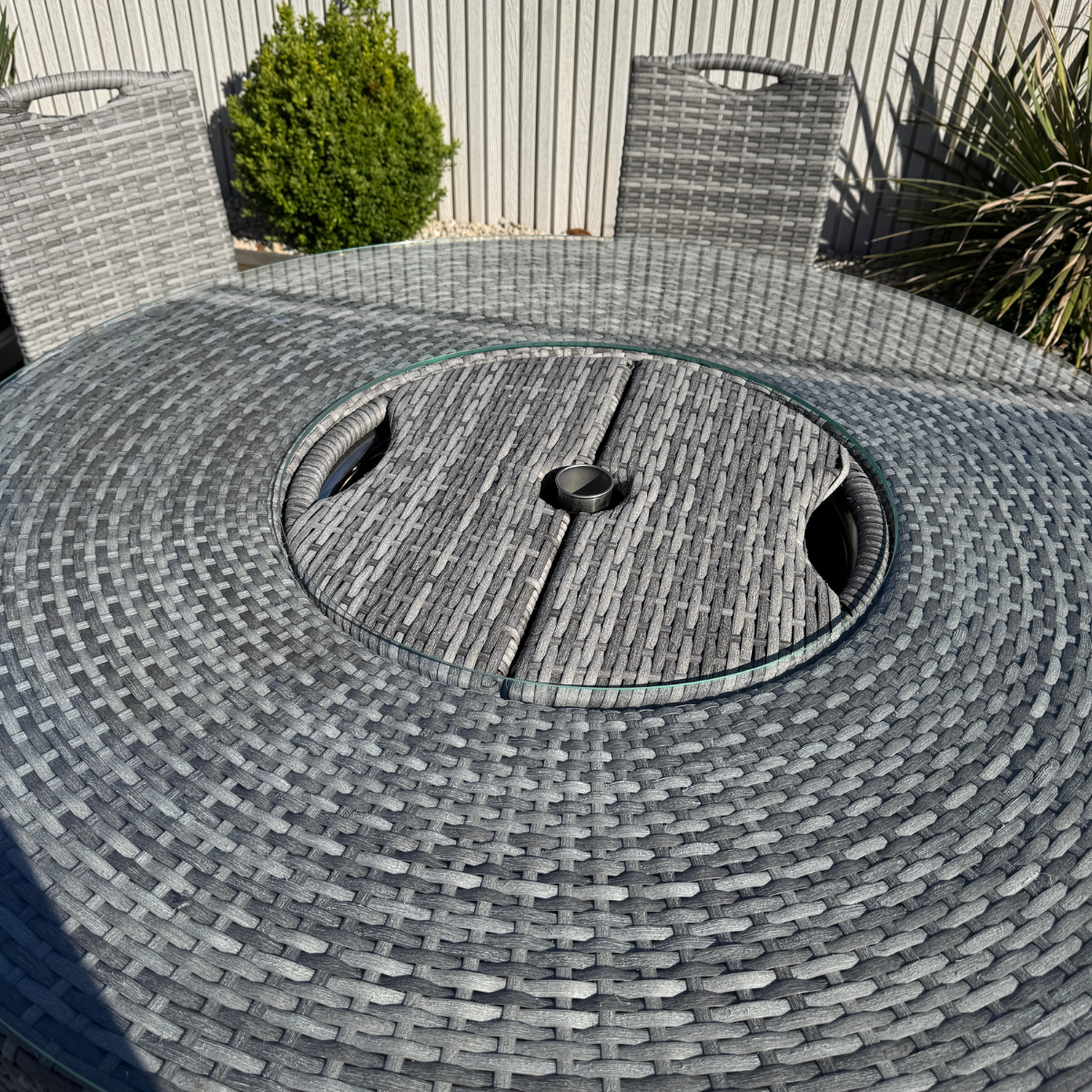 Oxford Aluminium frame Round Bar Set with Ice Bucket in Stone Brown Grey Weave - AMC Furniture