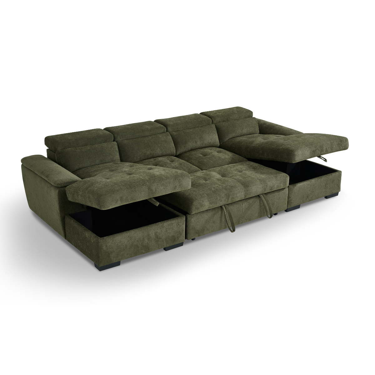 Luna U Shape Corner Sofabed in Green - AMC Furniture