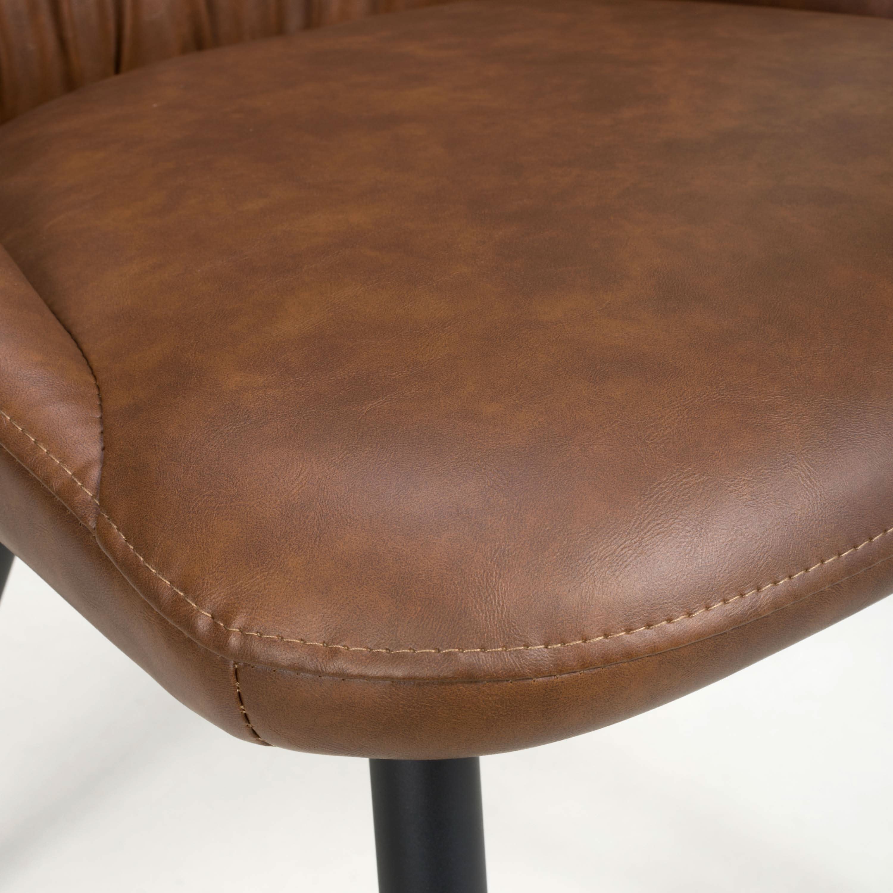 Corinth Leather Effect Tan Dining Chair (7019400986688) (14625494991226)