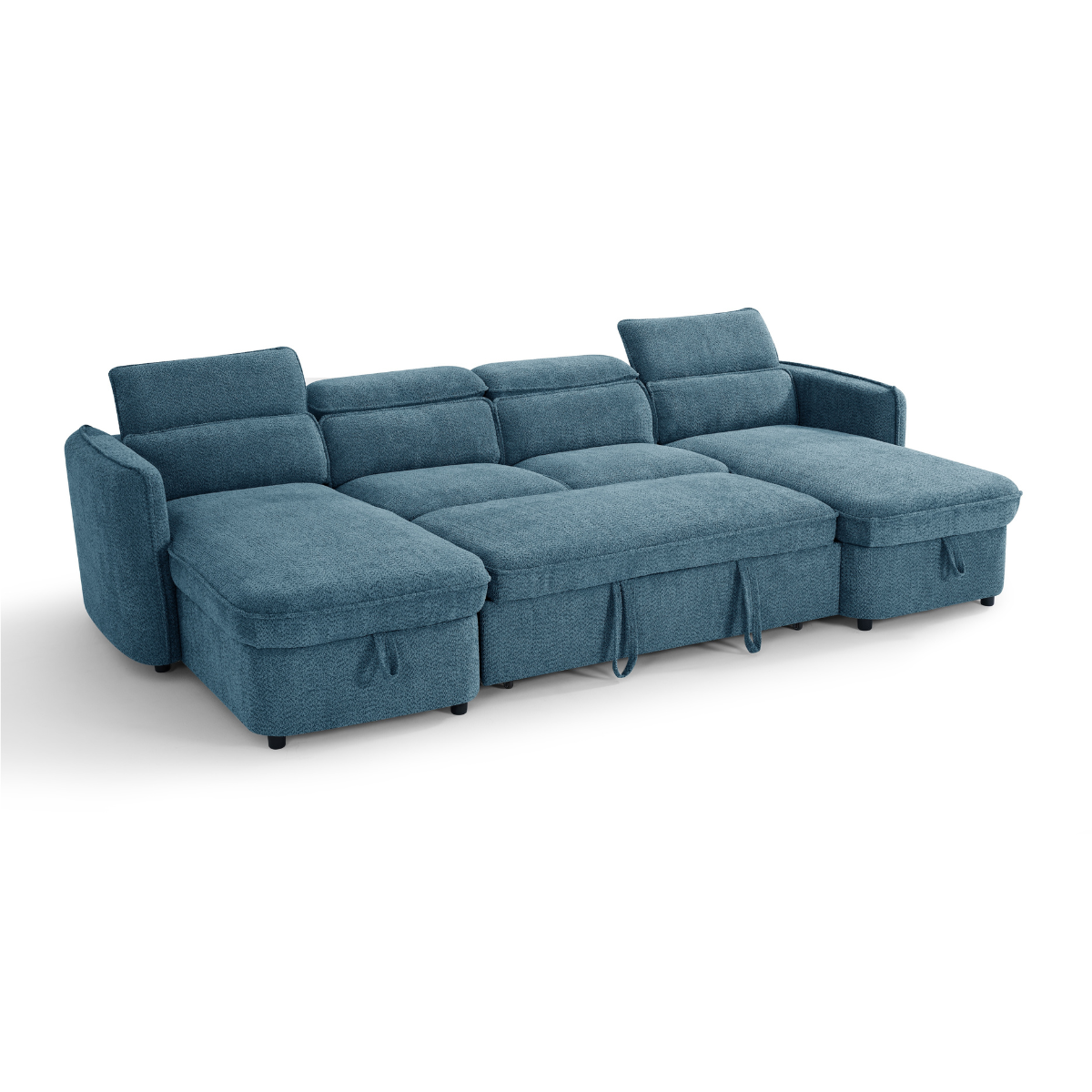 Nova U Shape Corner Sofa Bed in Blue - AMC Furniture