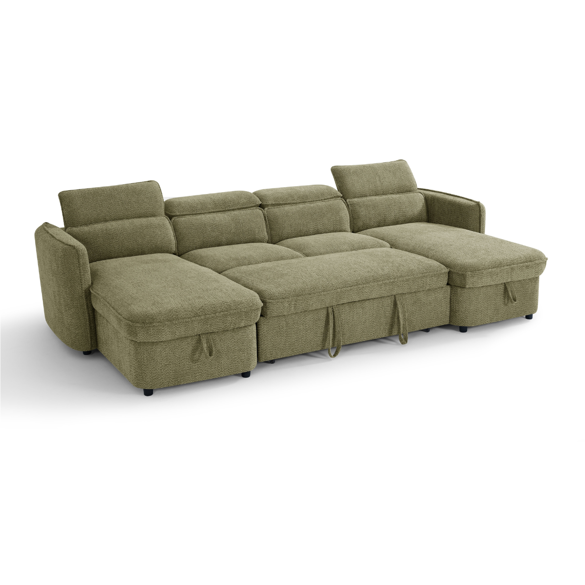 Nova U Shape Corner Sofa Bed in Green - AMC Furniture