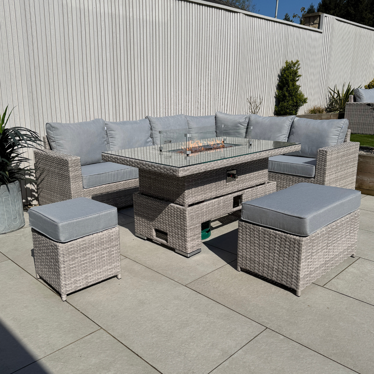 Santorini Corner Large Rising Set with Firepit RH - AMC Furniture