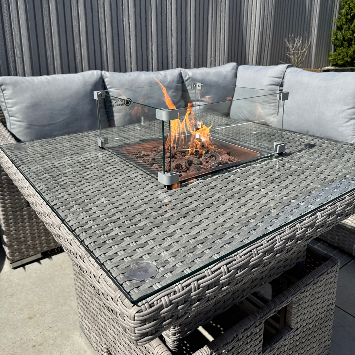 Santorini Square Rising Set with Firepit - AMC Furniture