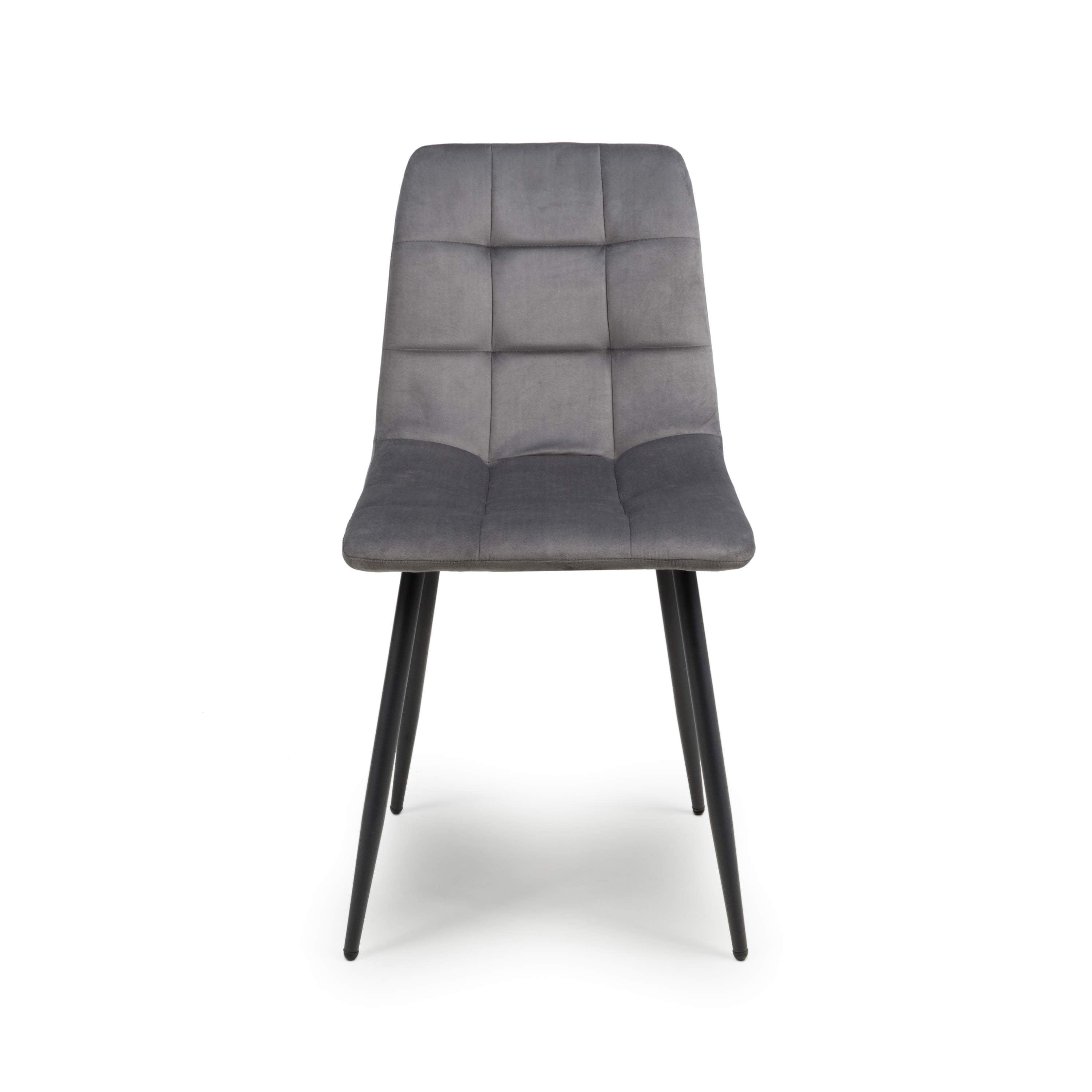 Set of 4 Loft Brushed Velvet Grey Dining Chairs (7033887326272)