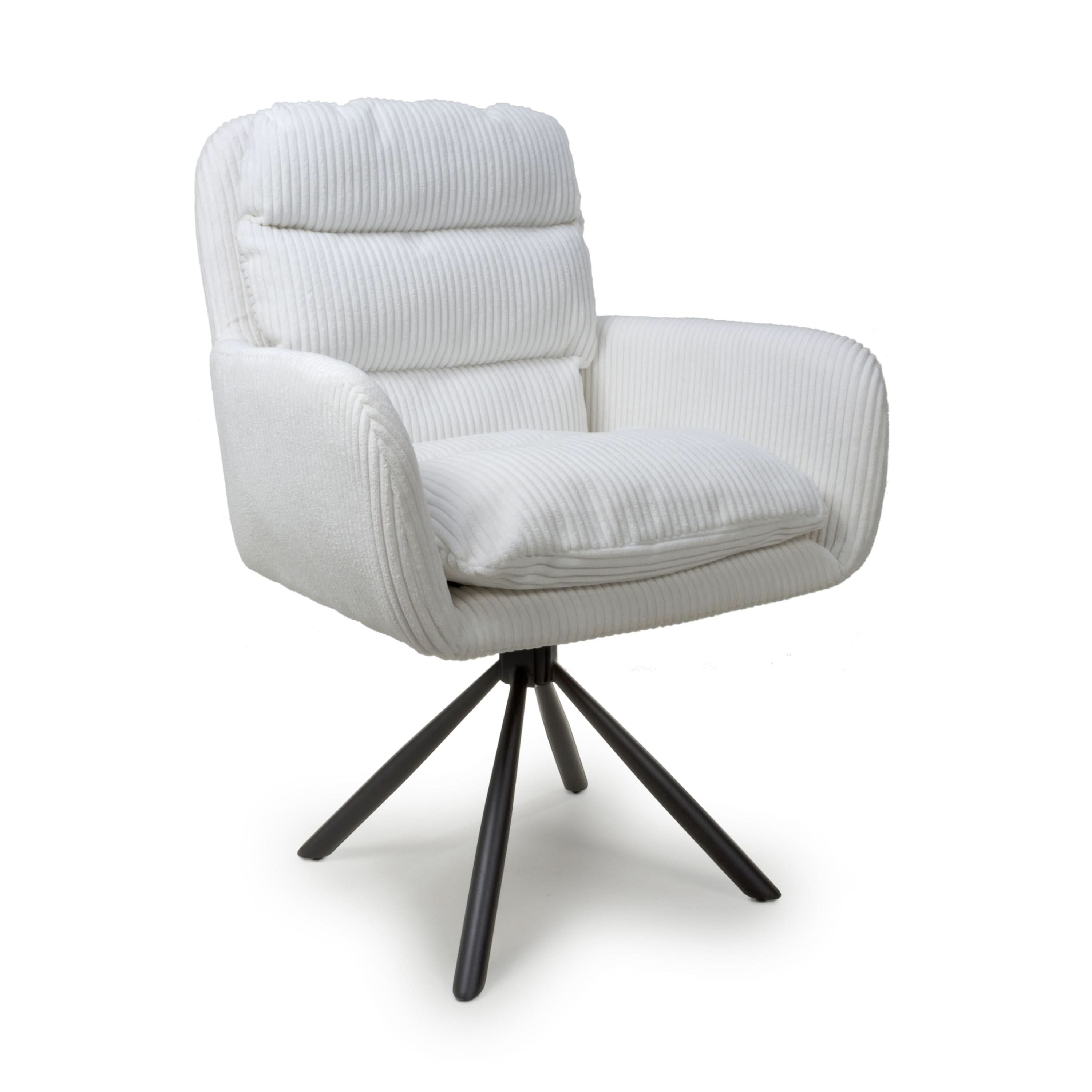 Cassidy Corduroy White Swivel Chair (7019401248832) (14625492271482)