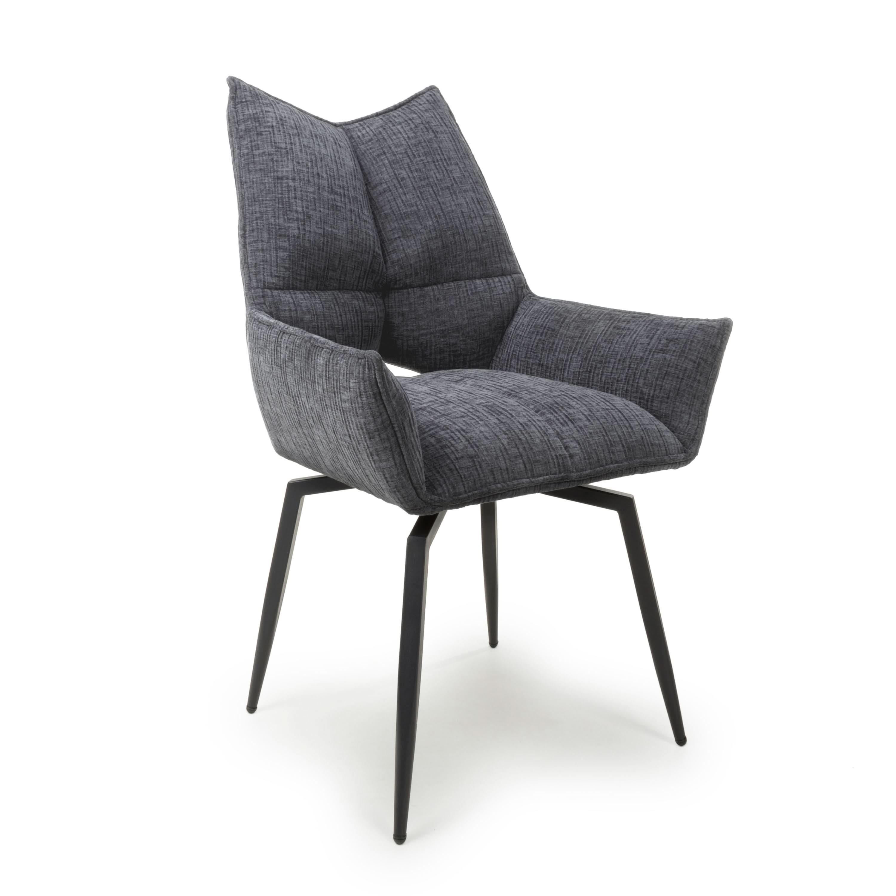 Dakar Textured Effect Dark Grey Swivel Chair (7019401347136) (14625468023162)