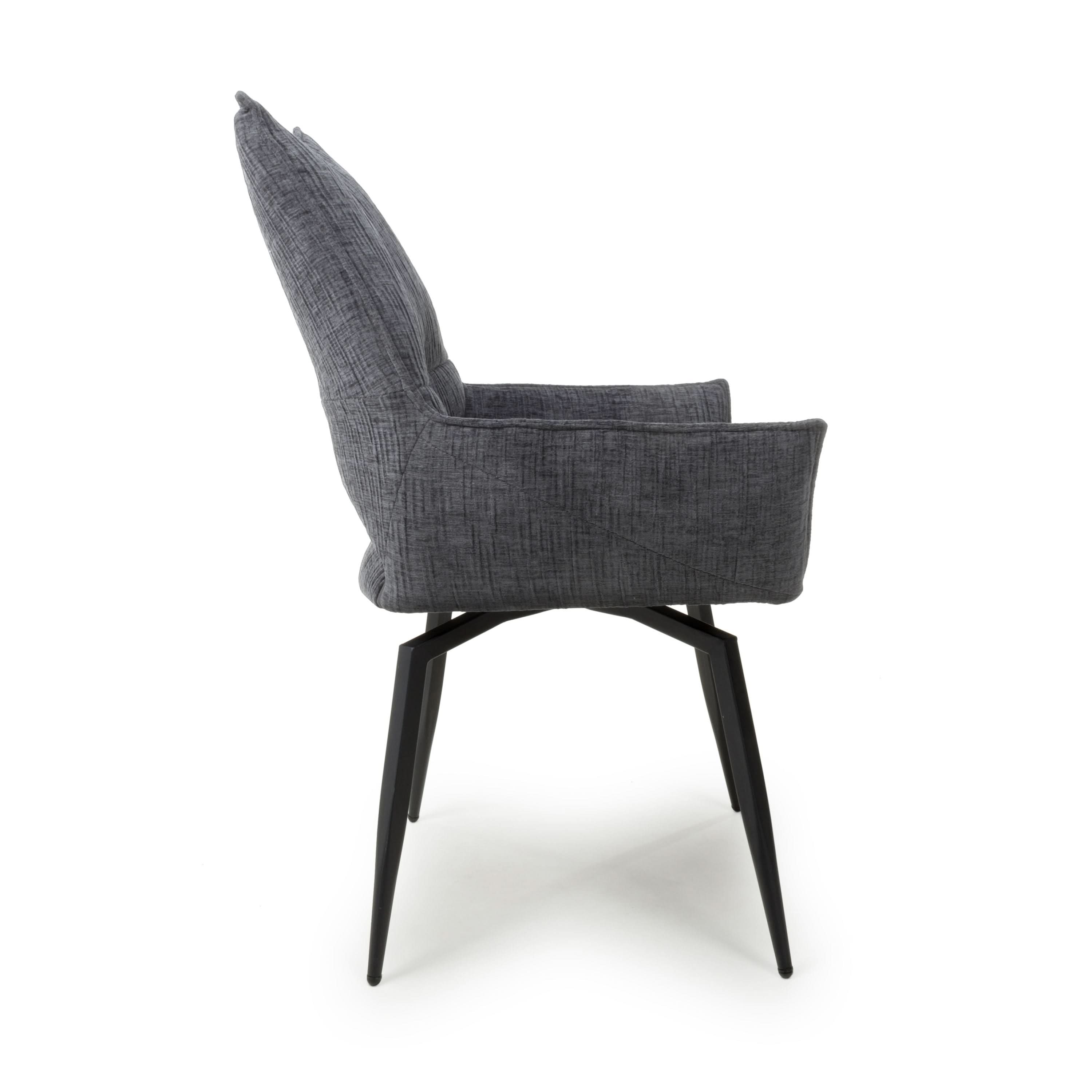 Dakar Textured Effect Dark Grey Swivel Chair (7019401347136) (14625468023162)