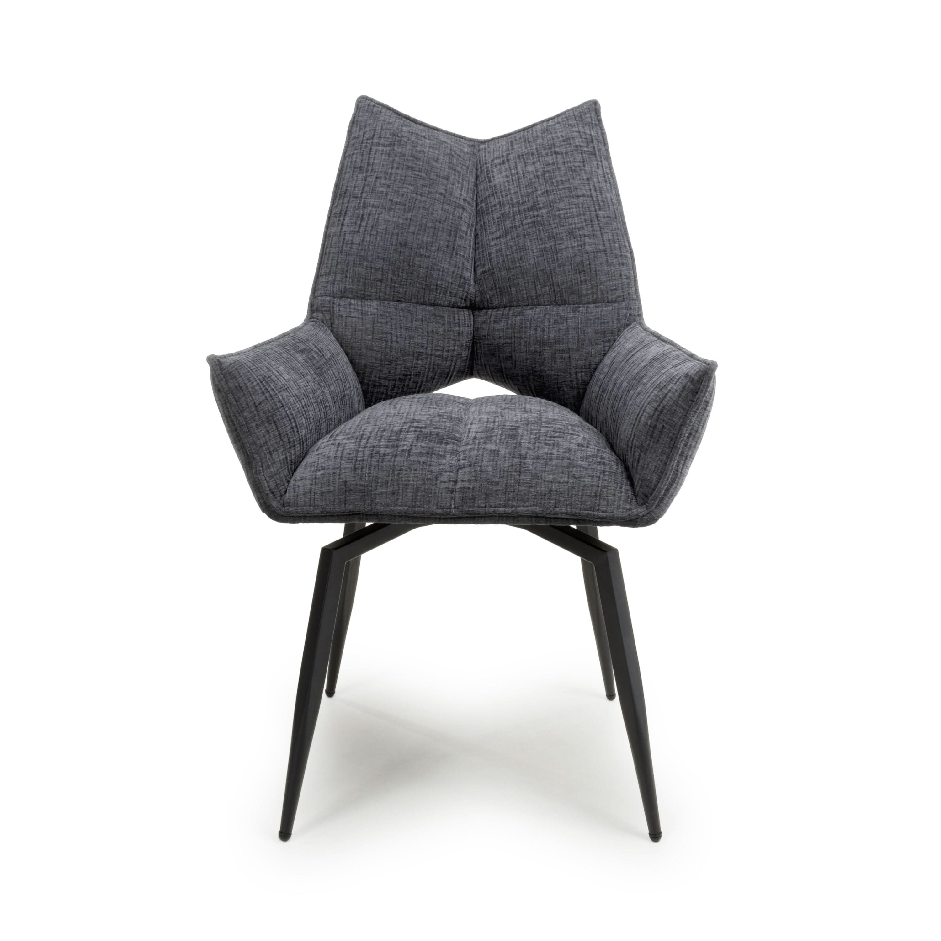 Dakar Textured Effect Dark Grey Swivel Chair (7019401347136) (14625468023162)