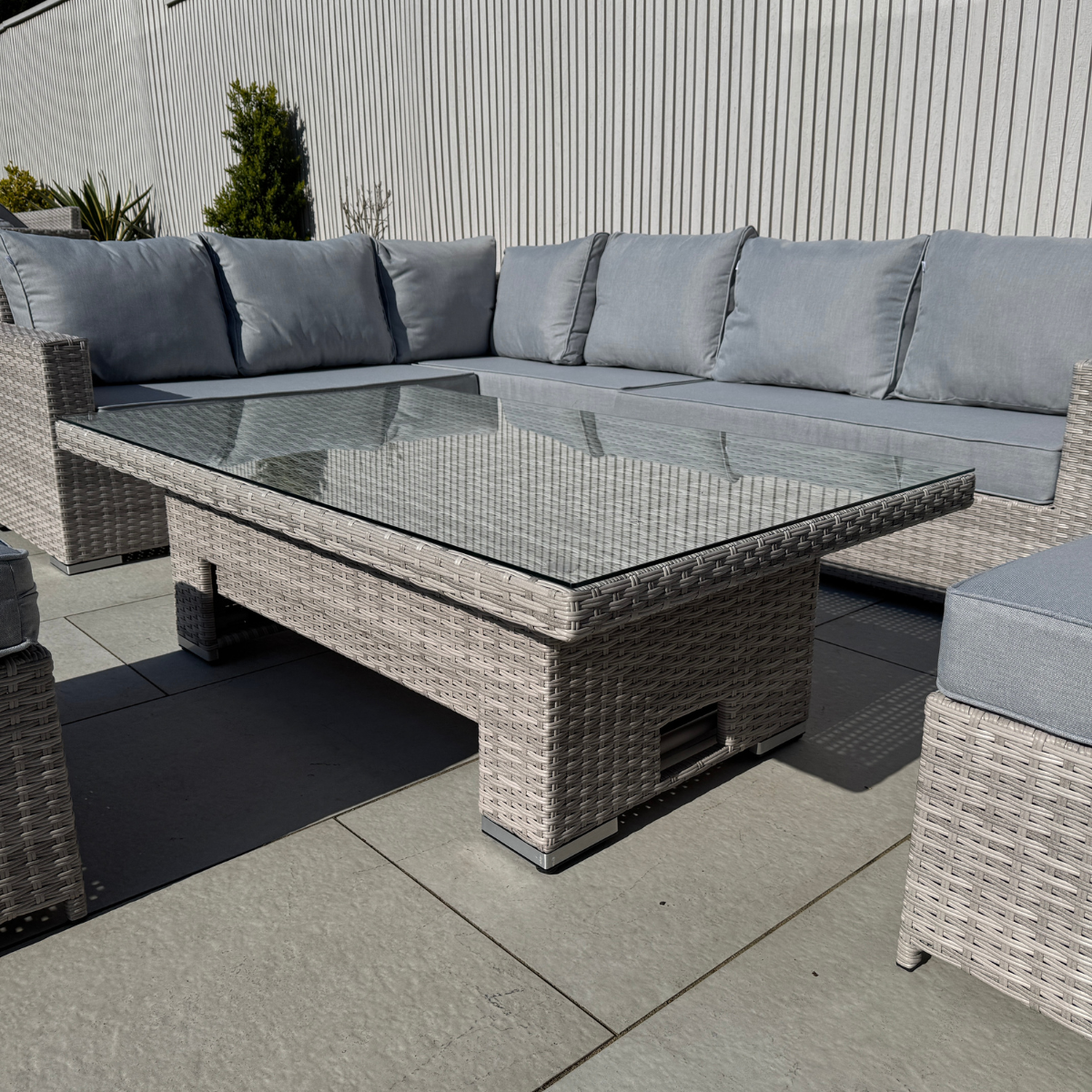 Santorini Large Corner Dining Set with Rising Table (Left Hand) - AMC Furniture
