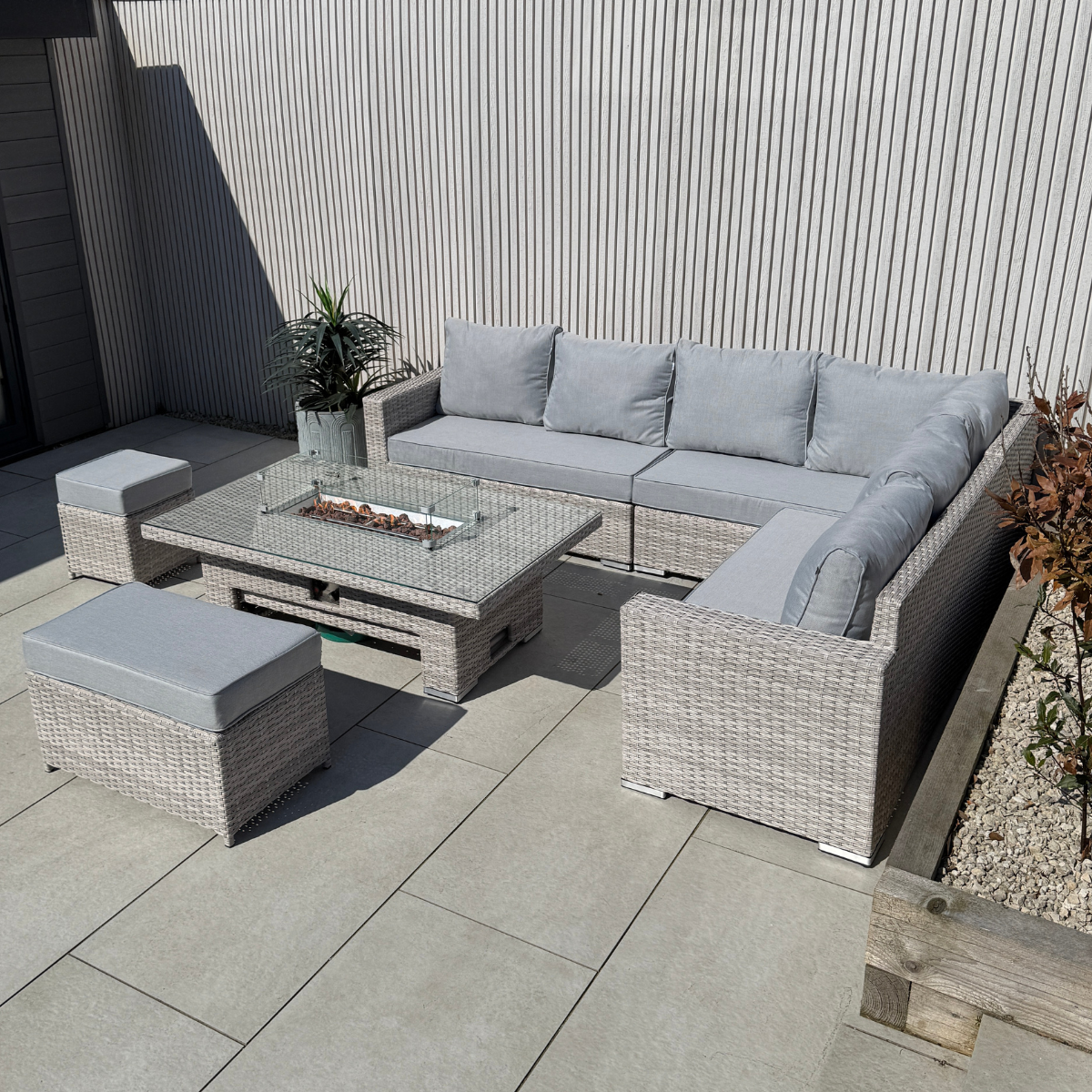 Santorini Corner Large Rising Set with Firepit RH - AMC Furniture