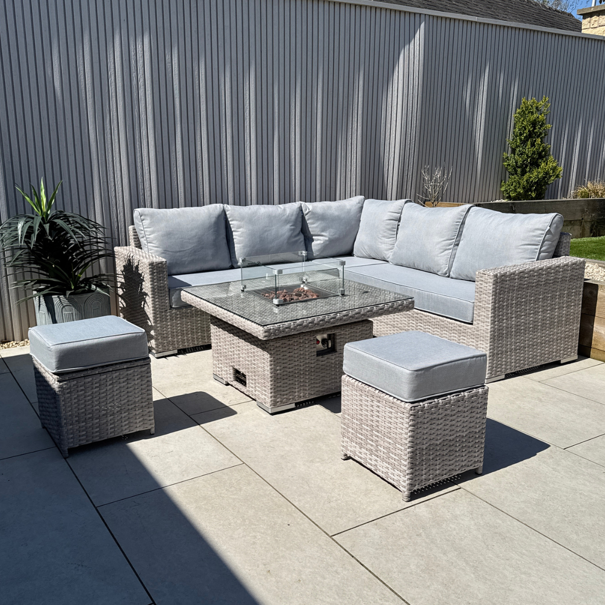 Santorini Square Rising Set with Firepit - AMC Furniture