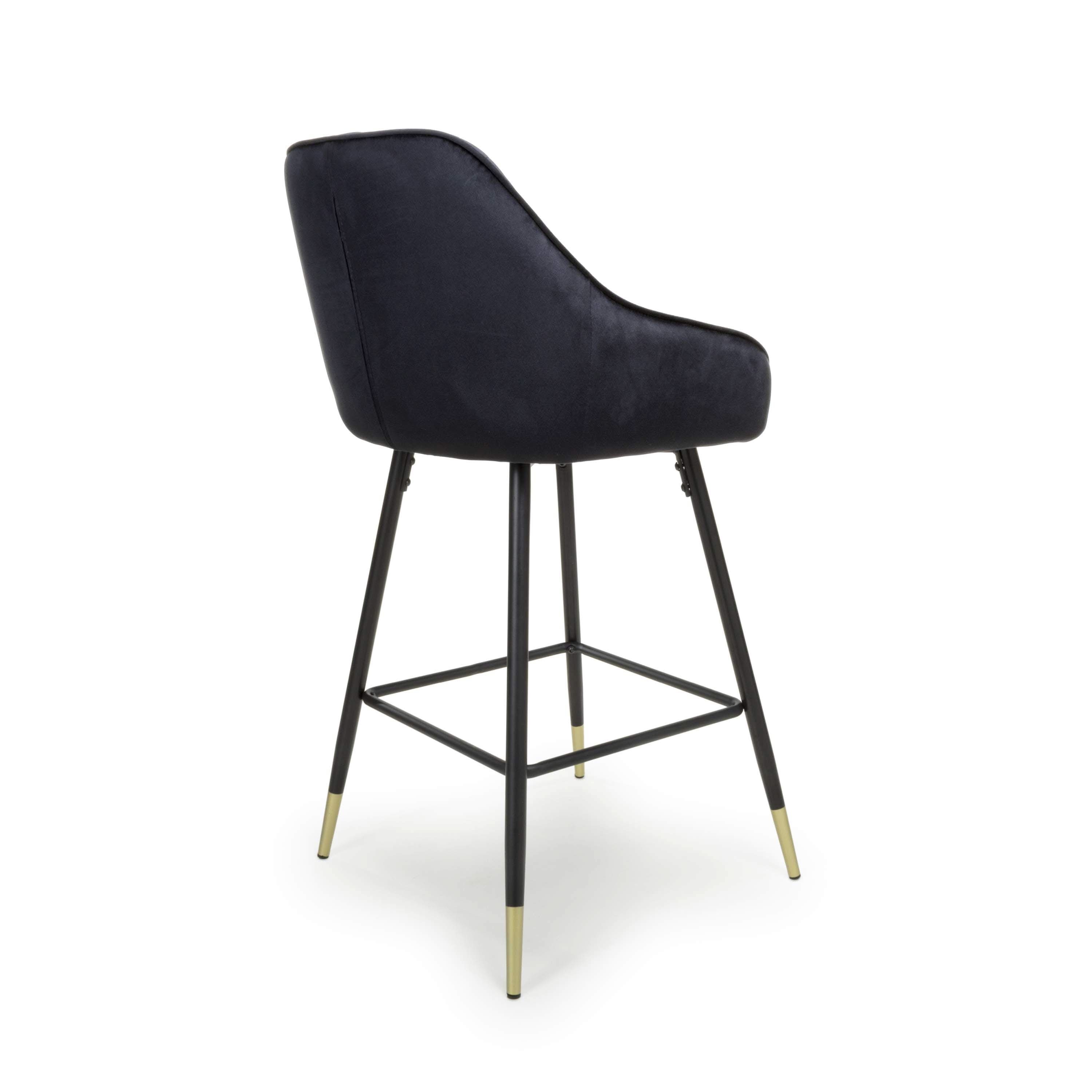 Savanna Brushed Velvet Black Bar Stool (7018382229568) (14625484538234)