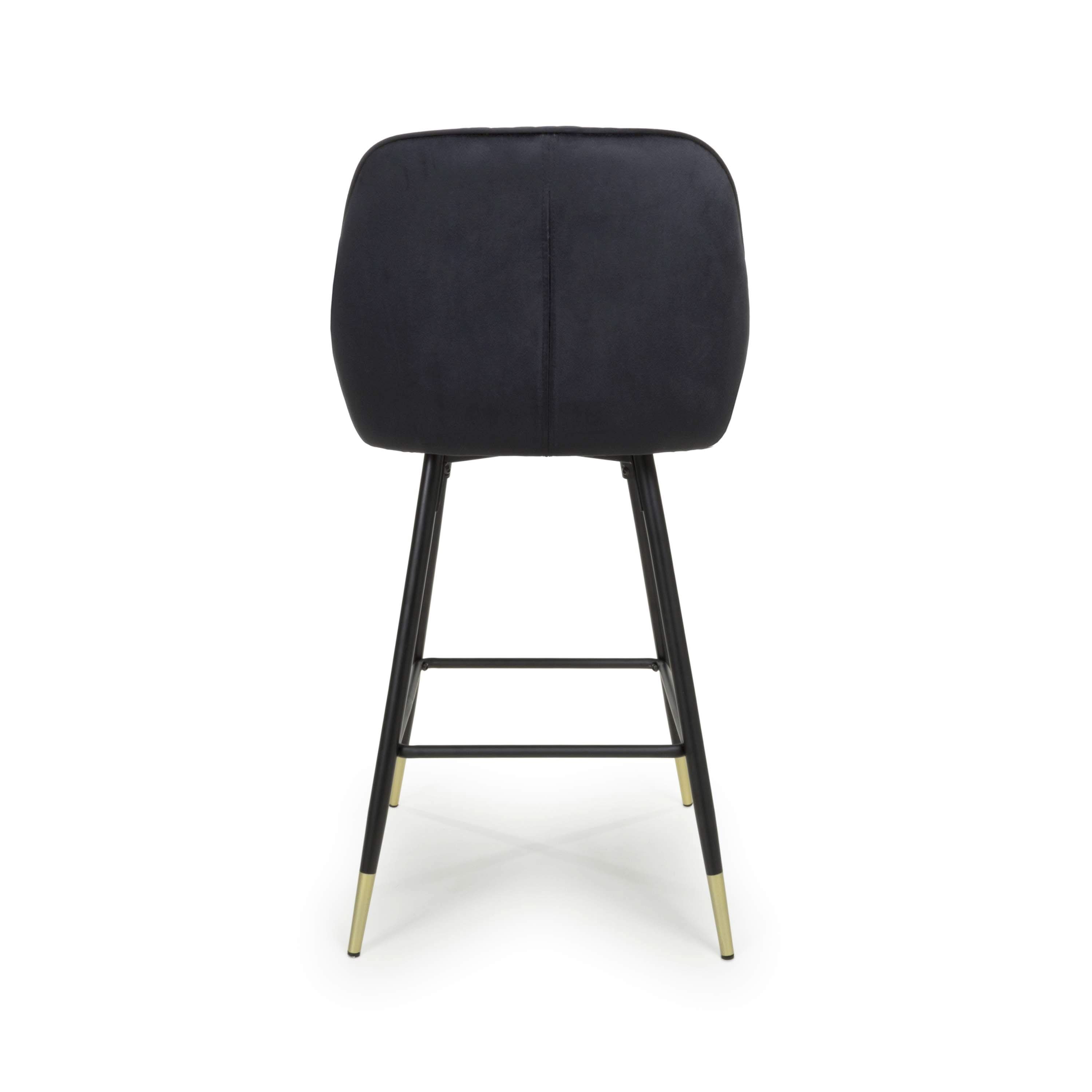 Savanna Brushed Velvet Black Bar Stool (7018382229568) (14625484538234)
