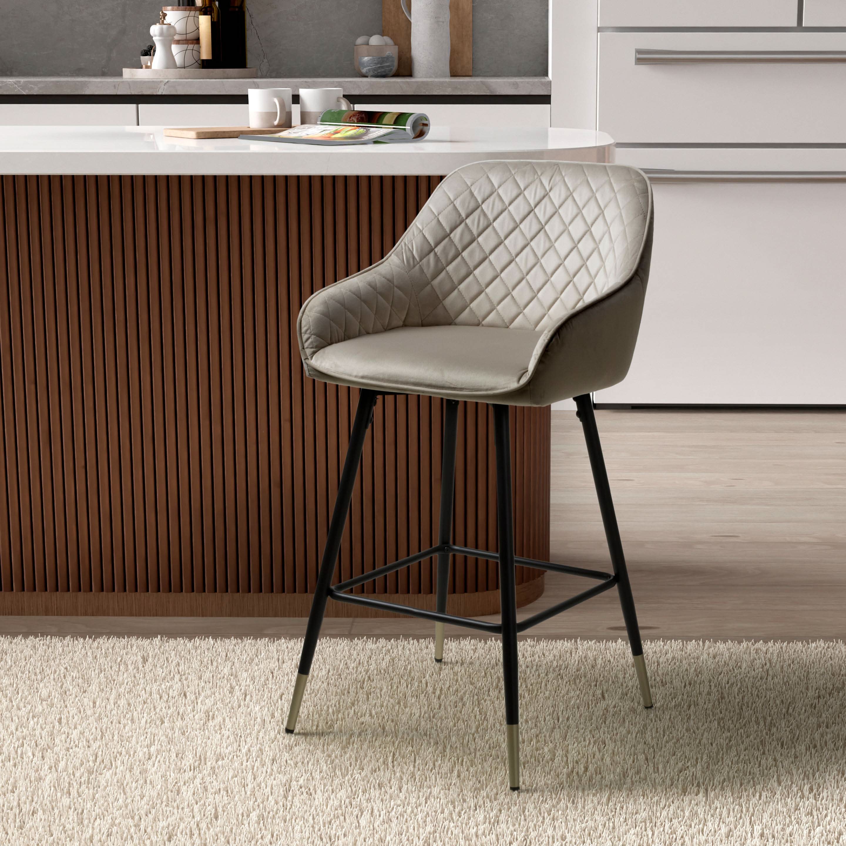 Savanna Brushed Velvet Mink Bar Stool (6730057547840) (14625487552890)