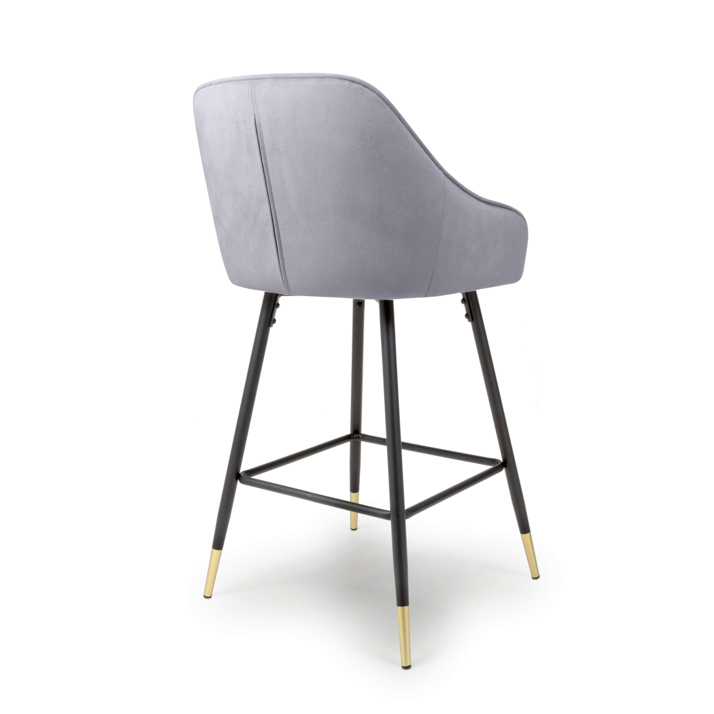 Savanna Brushed Velvet Grey Bar Stool (6730057580608) (14625486045562)