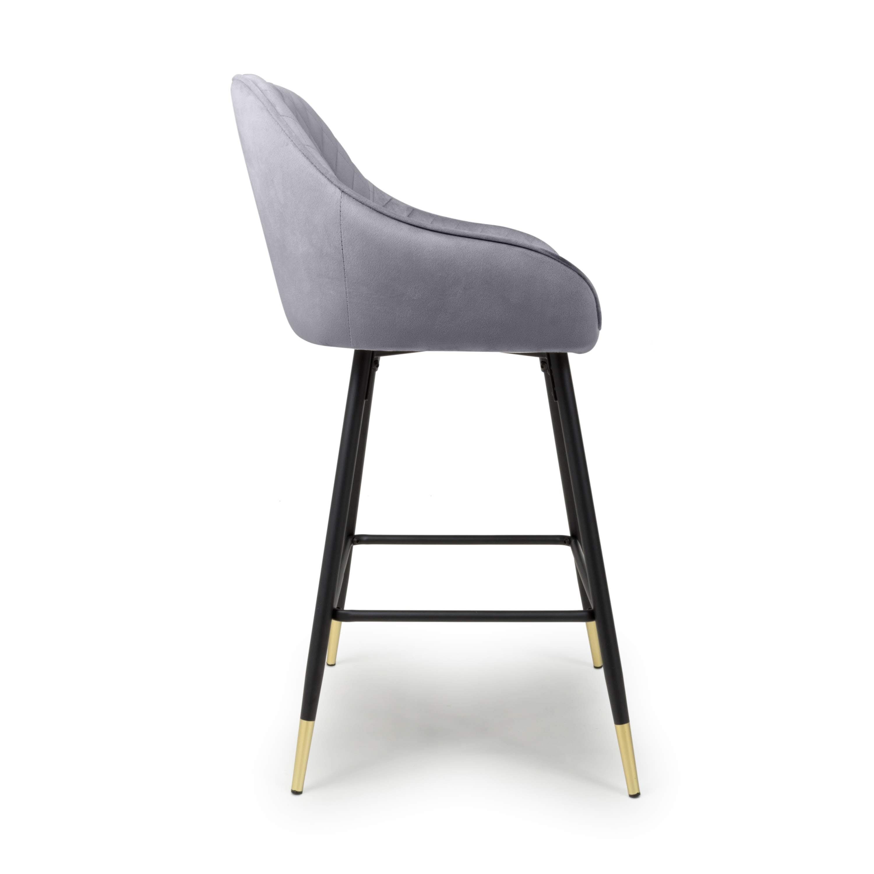 Savanna Brushed Velvet Grey Bar Stool (6730057580608) (14625486045562)