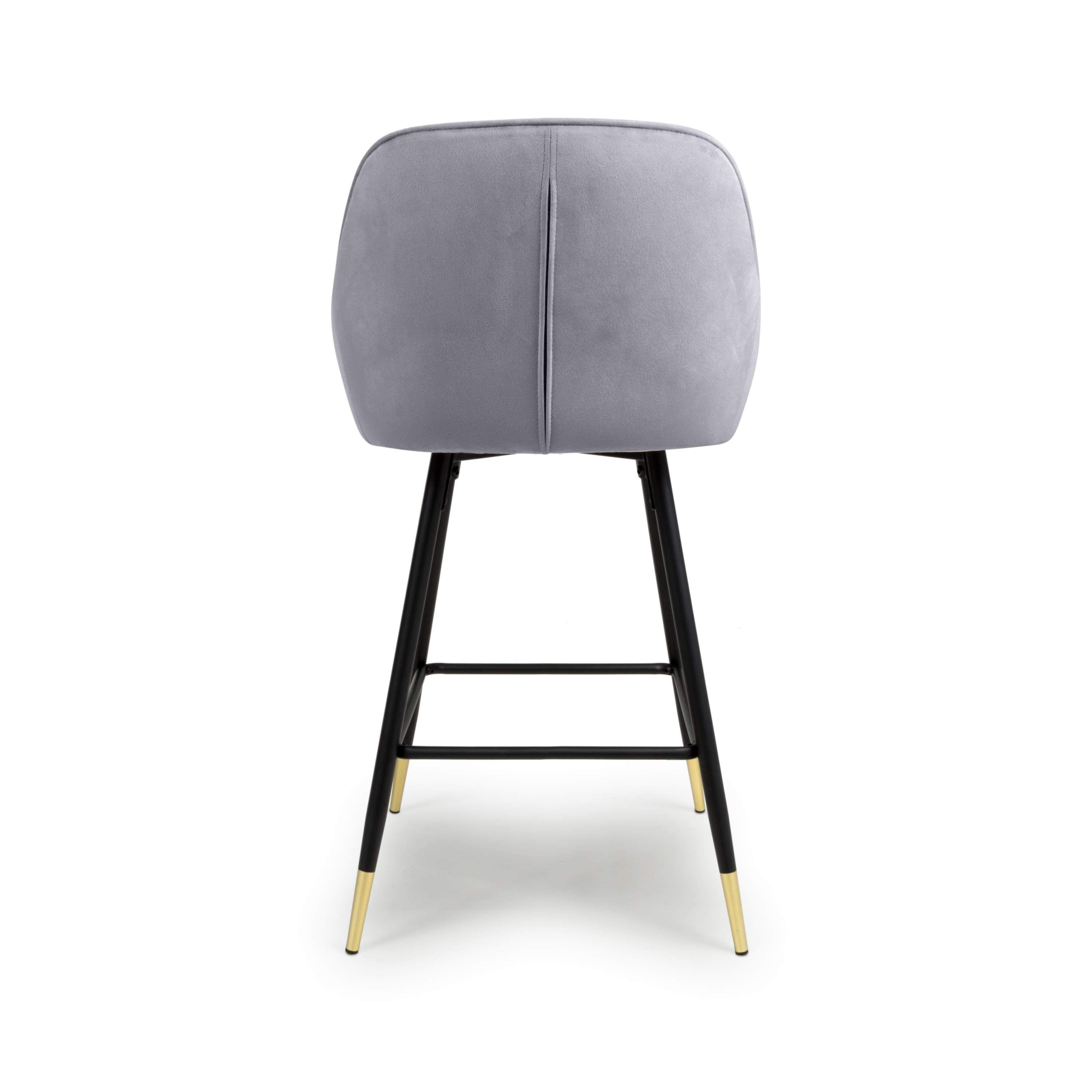 Savanna Brushed Velvet Grey Bar Stool (6730057580608) (14625486045562)