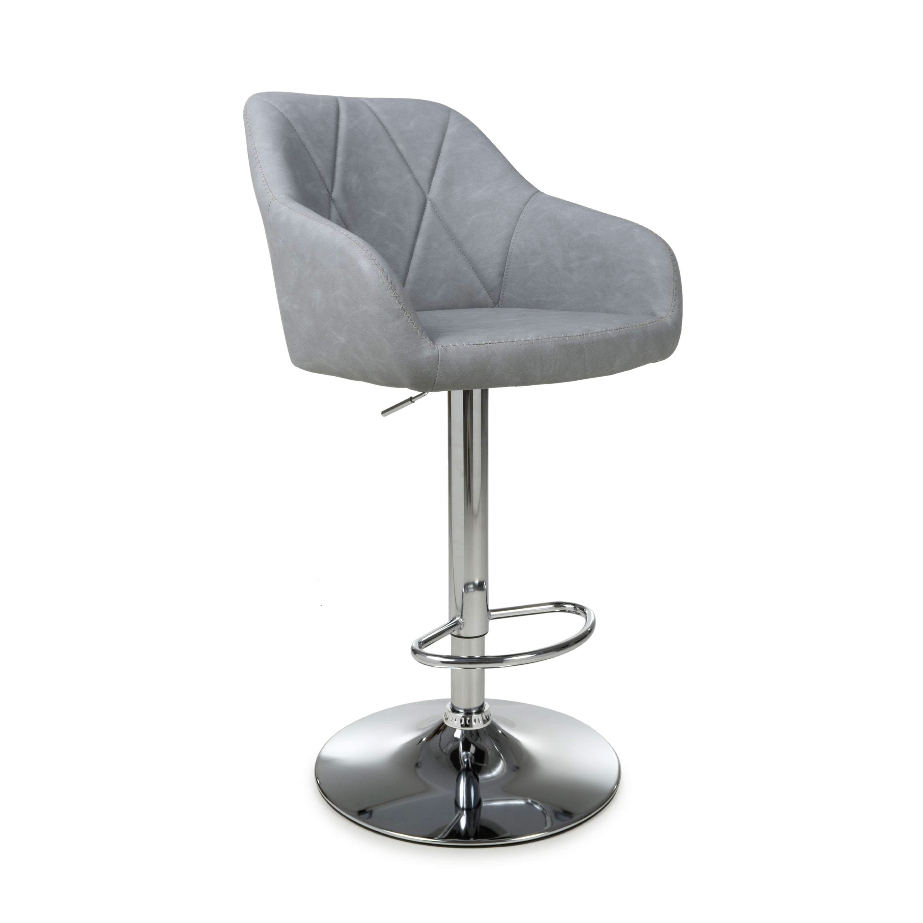 Serena Leather Effect Light Grey Bar Stool (7018382327872) (14625493680506)
