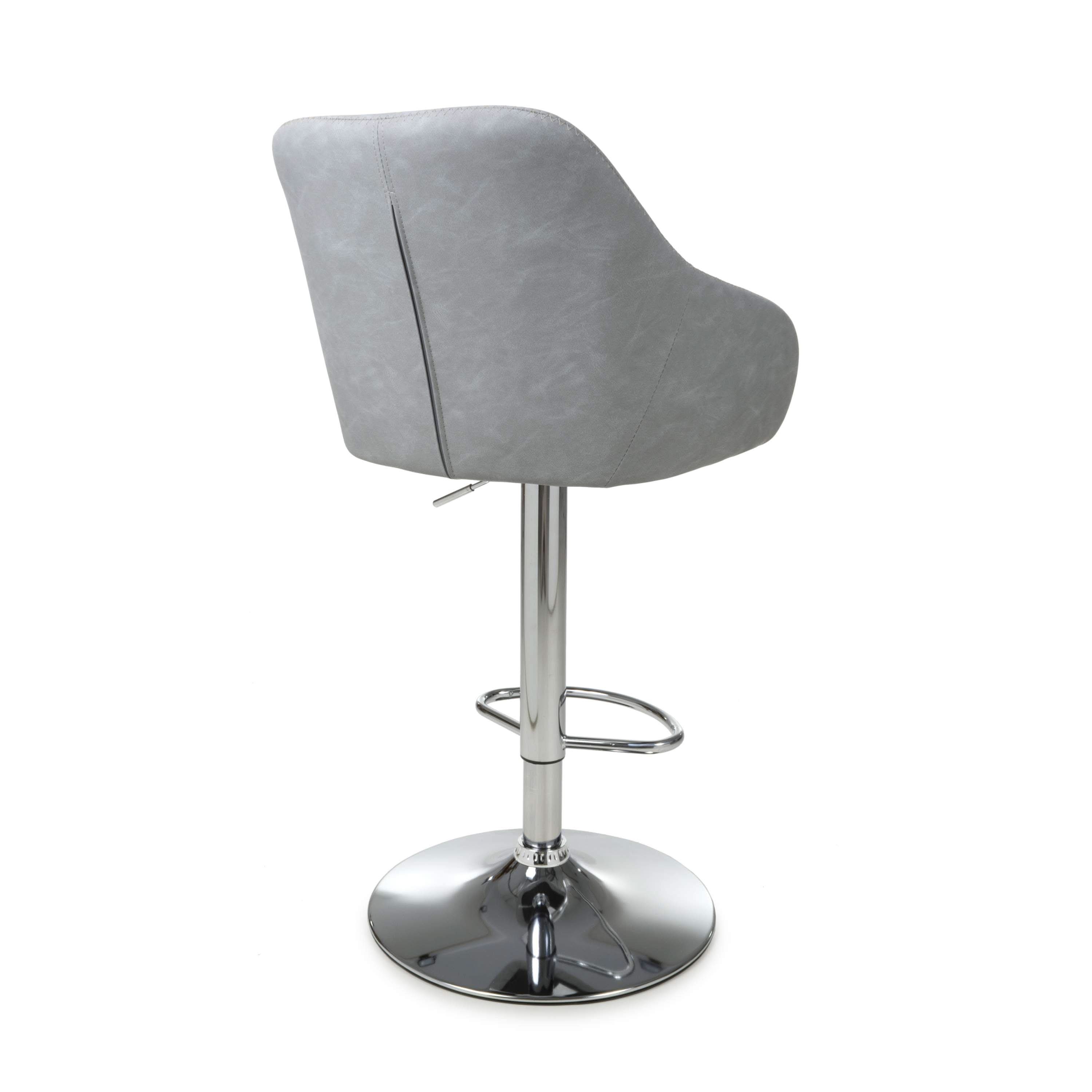 Serena Leather Effect Light Grey Bar Stool (7018382327872) (14625493680506)