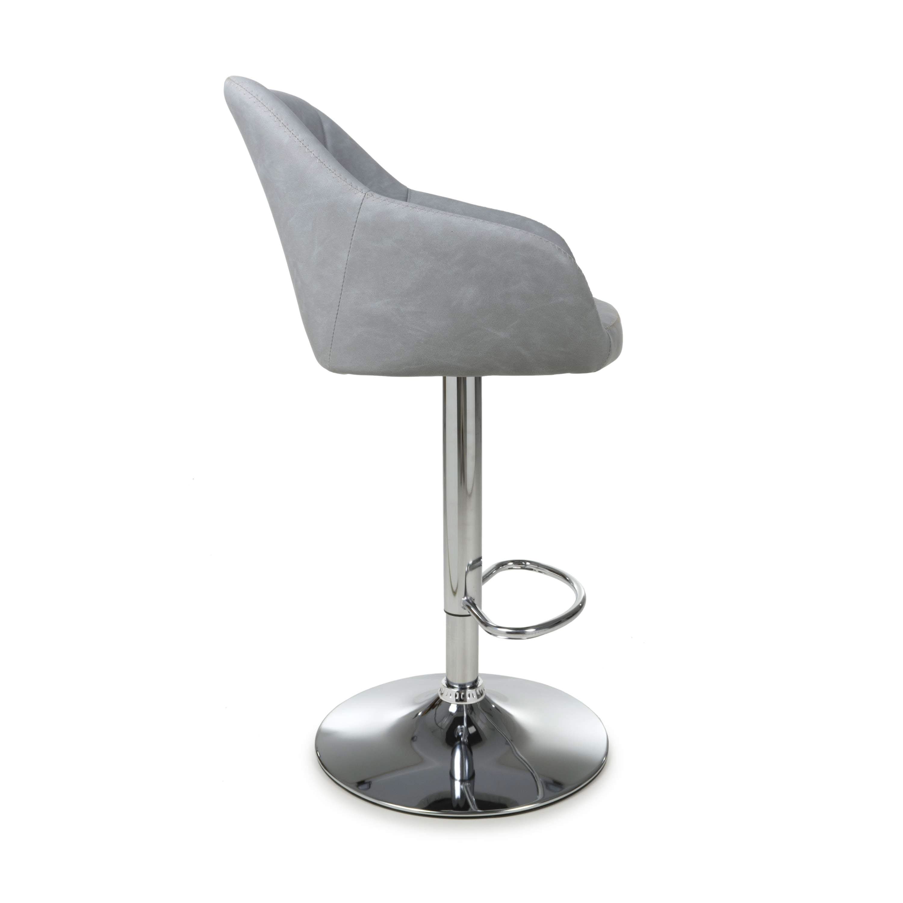 Serena Leather Effect Light Grey Bar Stool (7018382327872) (14625493680506)