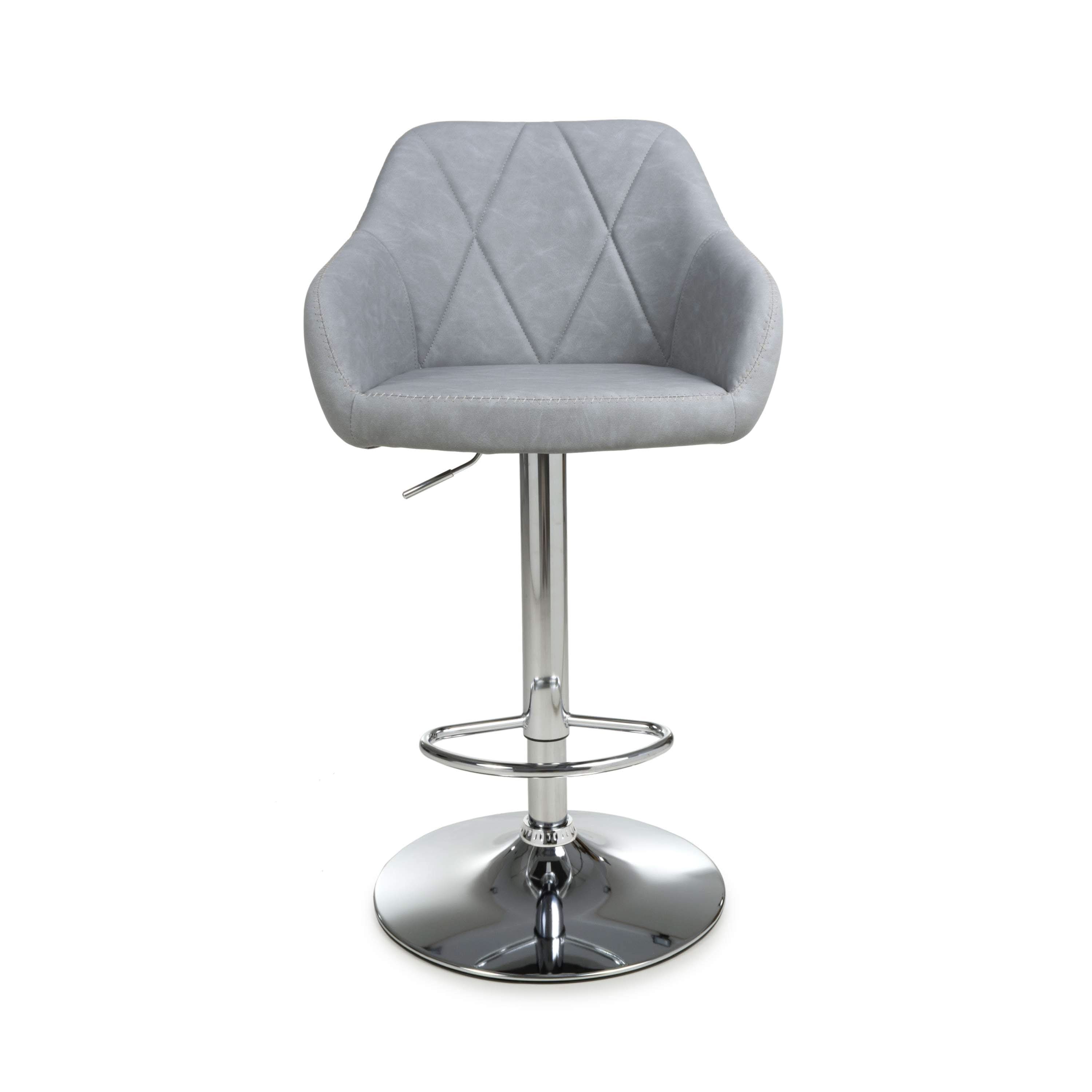 Serena Leather Effect Light Grey Bar Stool (7018382327872) (14625493680506)