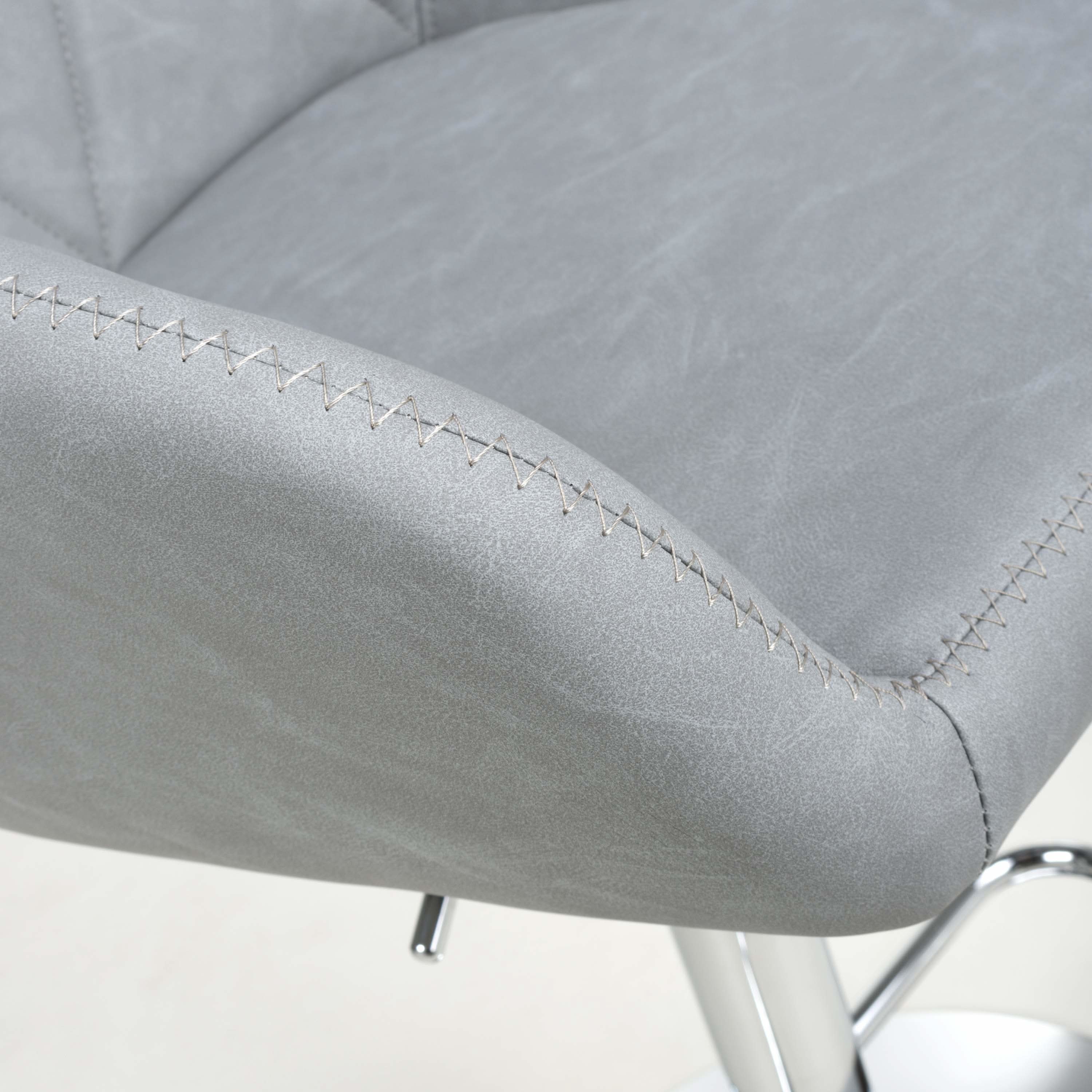 Serena Leather Effect Light Grey Bar Stool (7018382327872) (14625493680506)