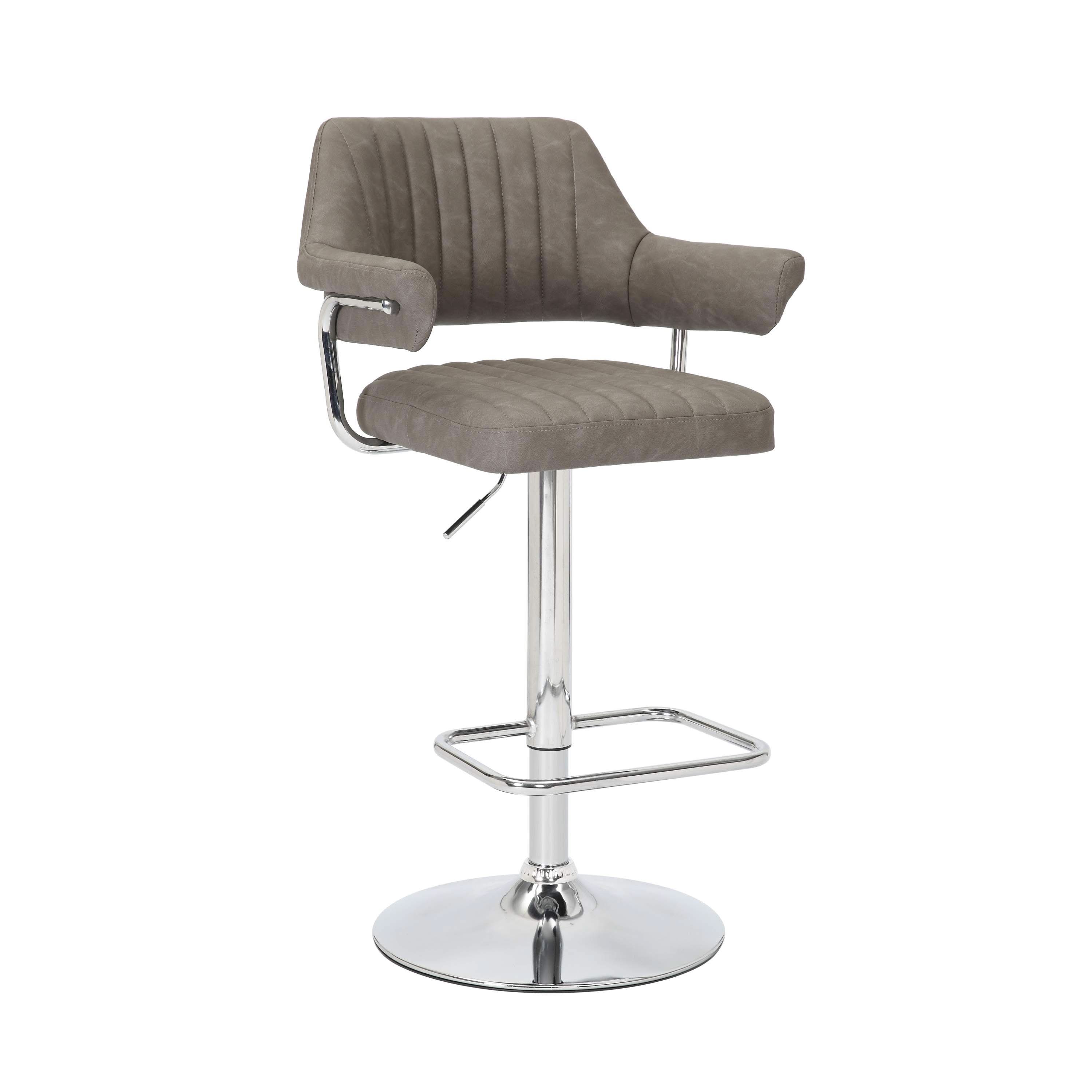 Cortez Leather Effect Charcoal Bar Stool (7019401412672) (14625451704698)