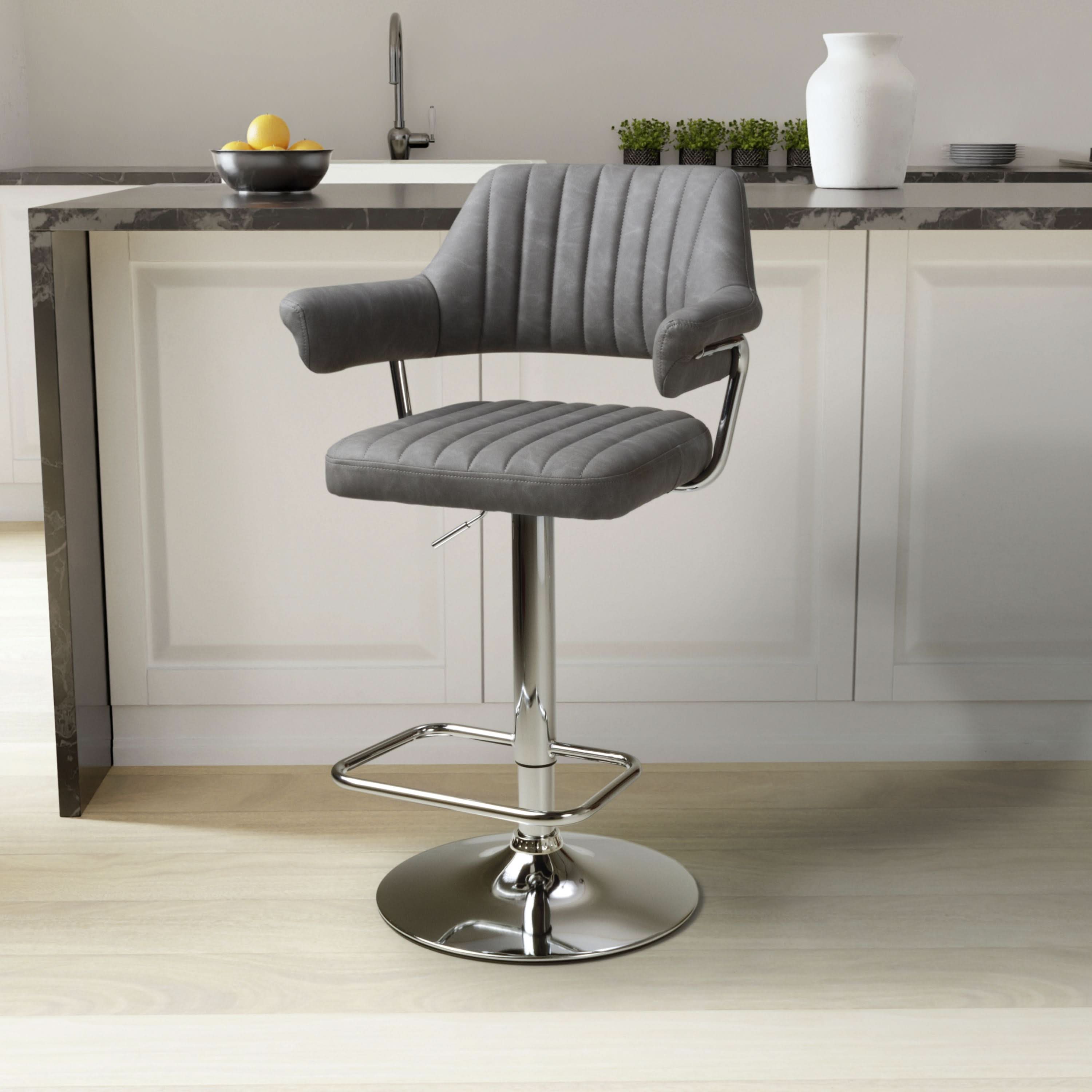 Cortez Leather Effect Charcoal Bar Stool (7019401412672) (14625451704698)