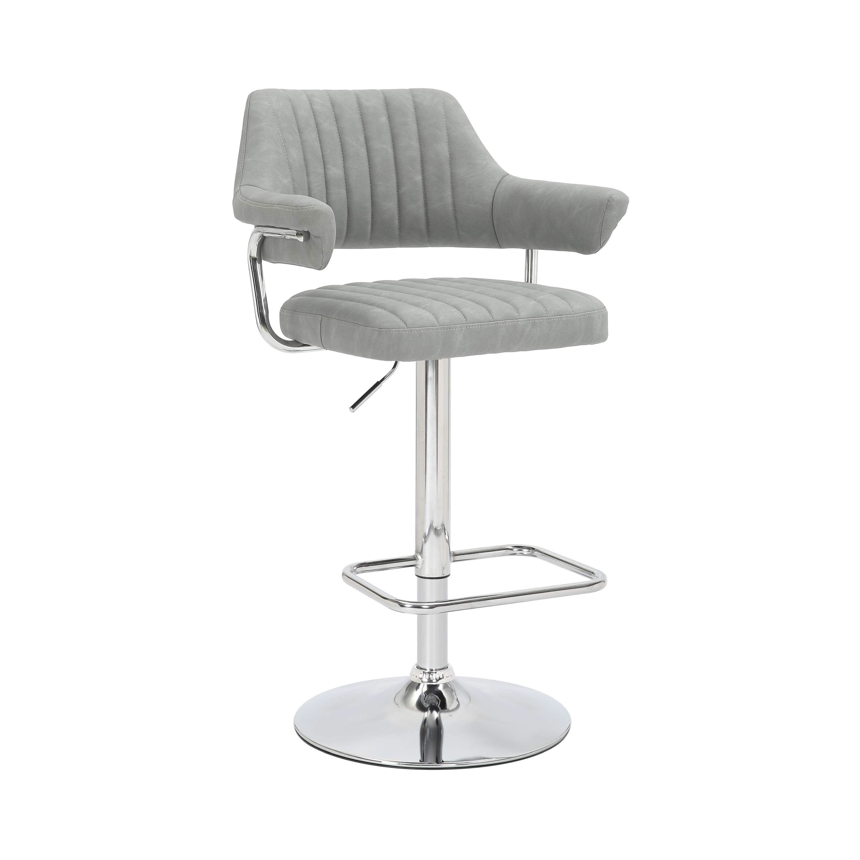 Cortez Leather Effect Light Grey Bar Stool (7019401445440) (14625453015418)