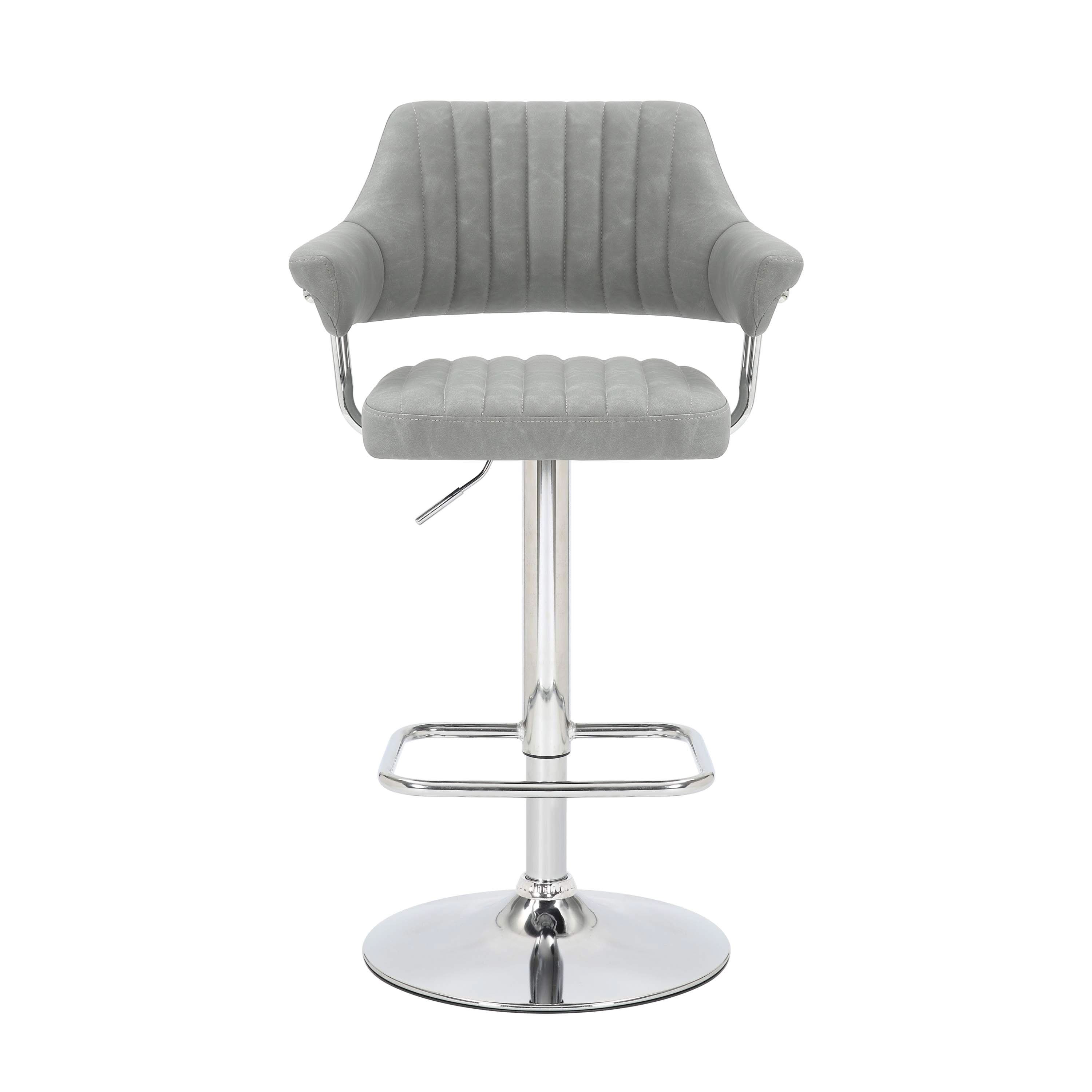 Cortez Leather Effect Light Grey Bar Stool (7019401445440) (14625453015418)