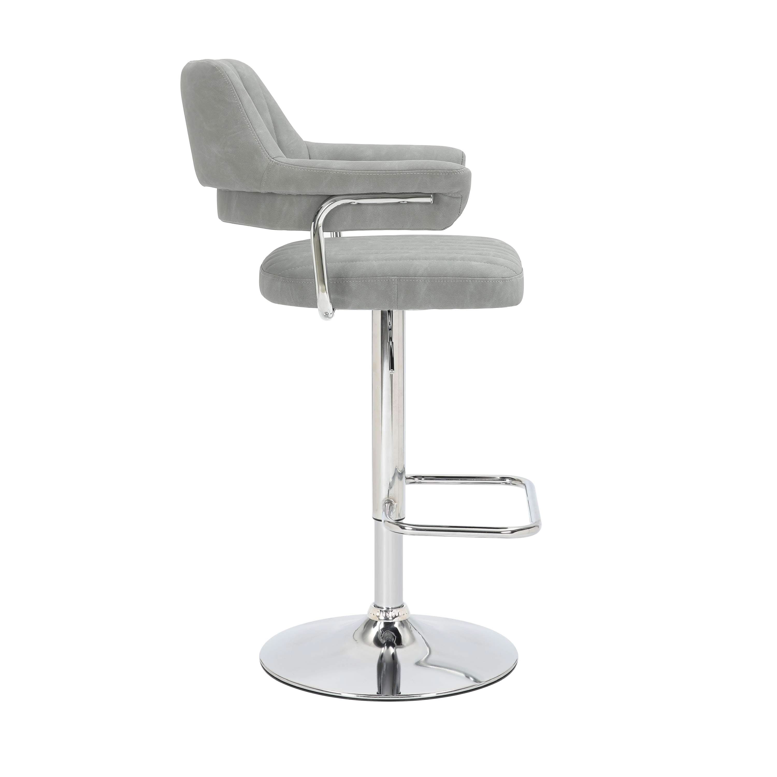Cortez Leather Effect Light Grey Bar Stool (7019401445440) (14625453015418)