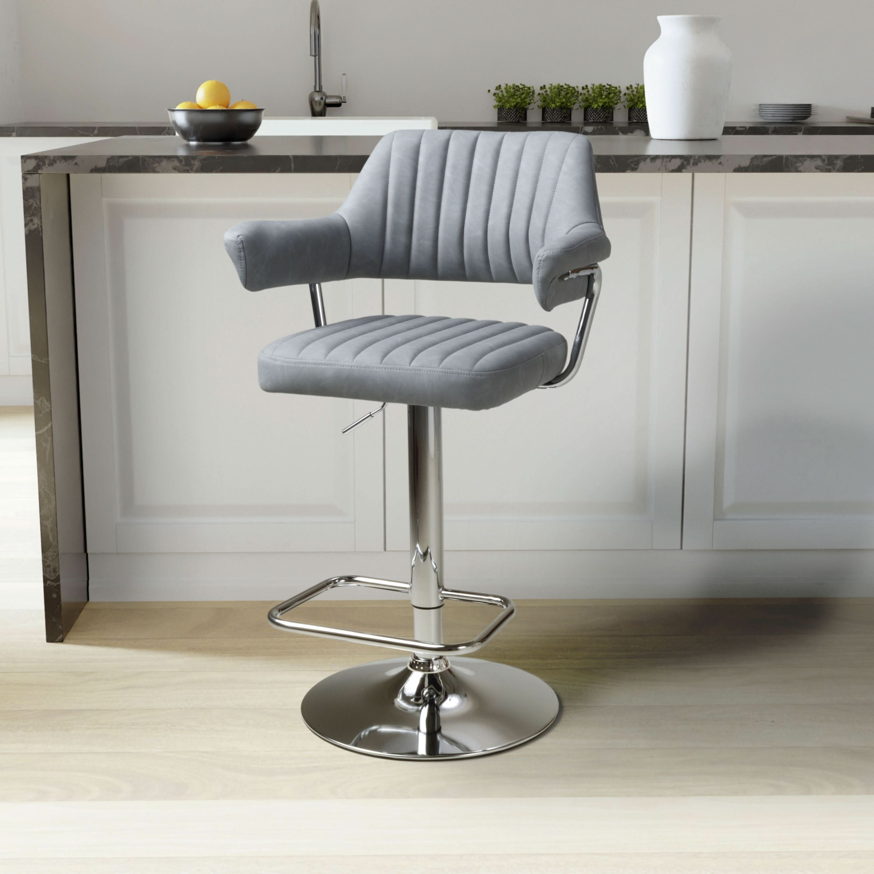 Cortez Leather Effect Light Grey Bar Stool (7019401445440) (14625453015418)