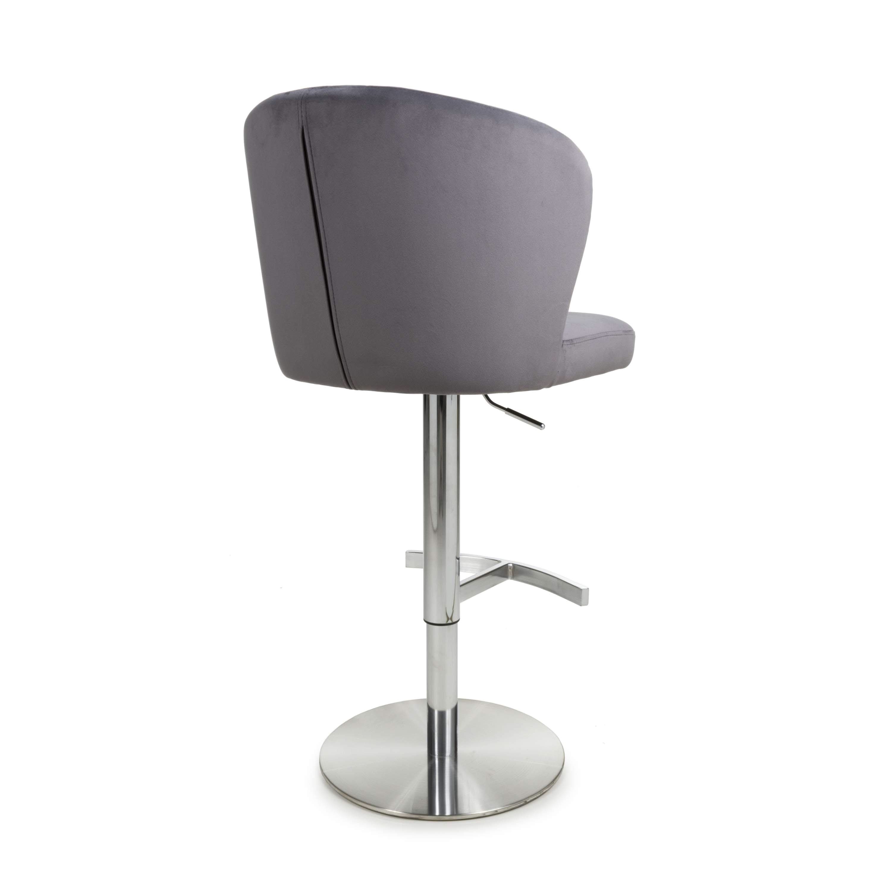Sigma Brushed Velvet Grey Bar Stool (7018382590016) (14625506066810)