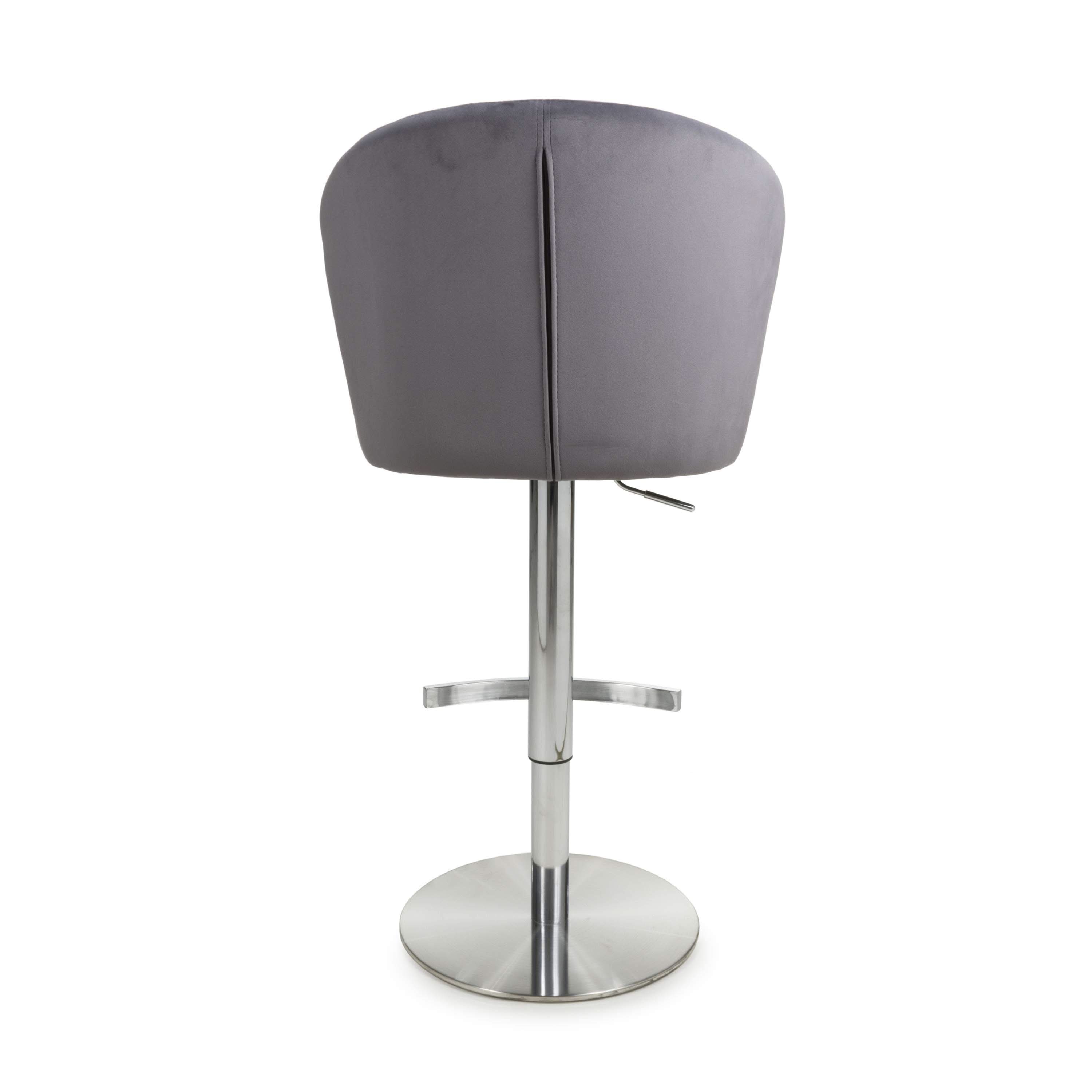 Sigma Brushed Velvet Grey Bar Stool (7018382590016) (14625506066810)