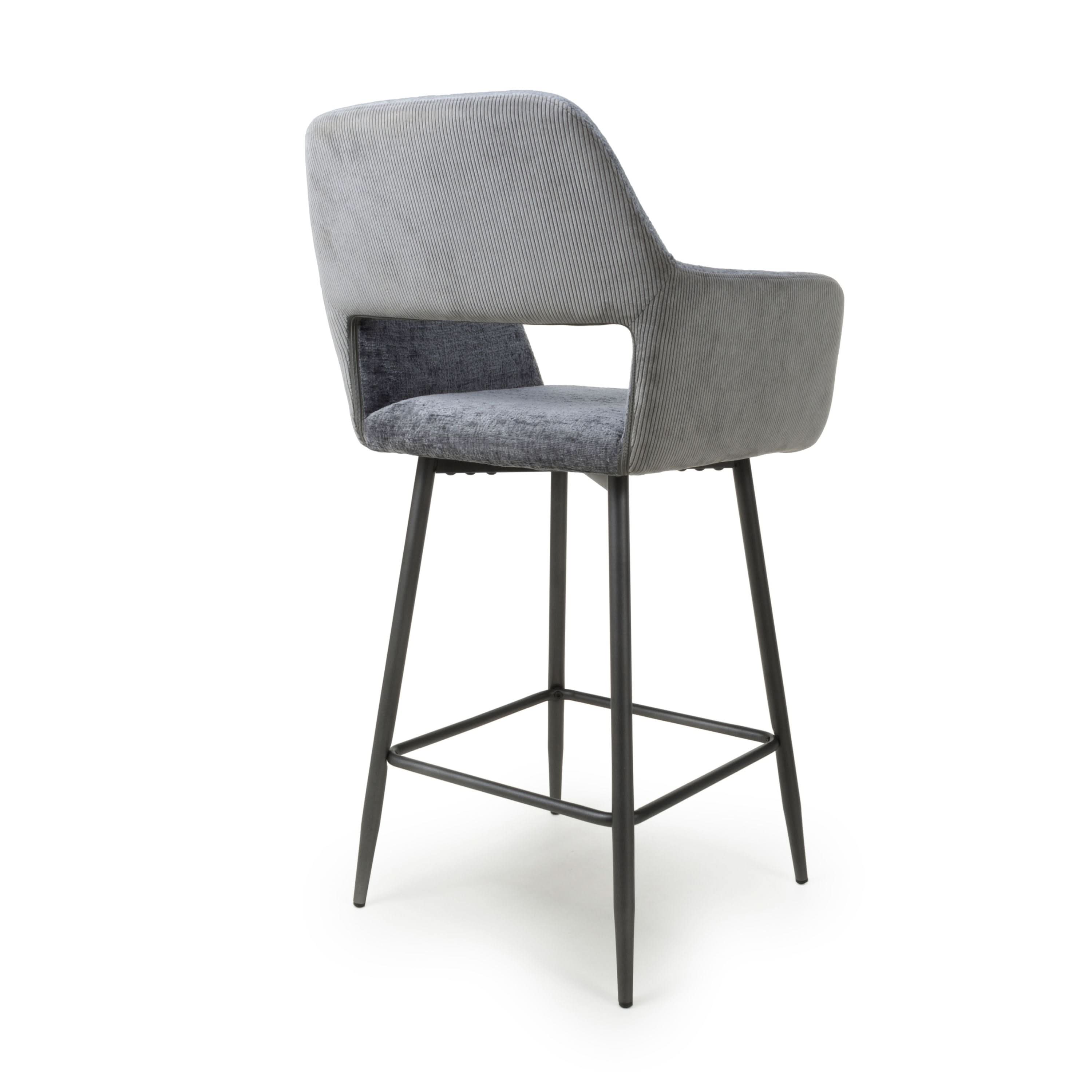 Sorento Chenille Corduroy Blue/Grey Bar Chair (7018382655552) (14625464713594)