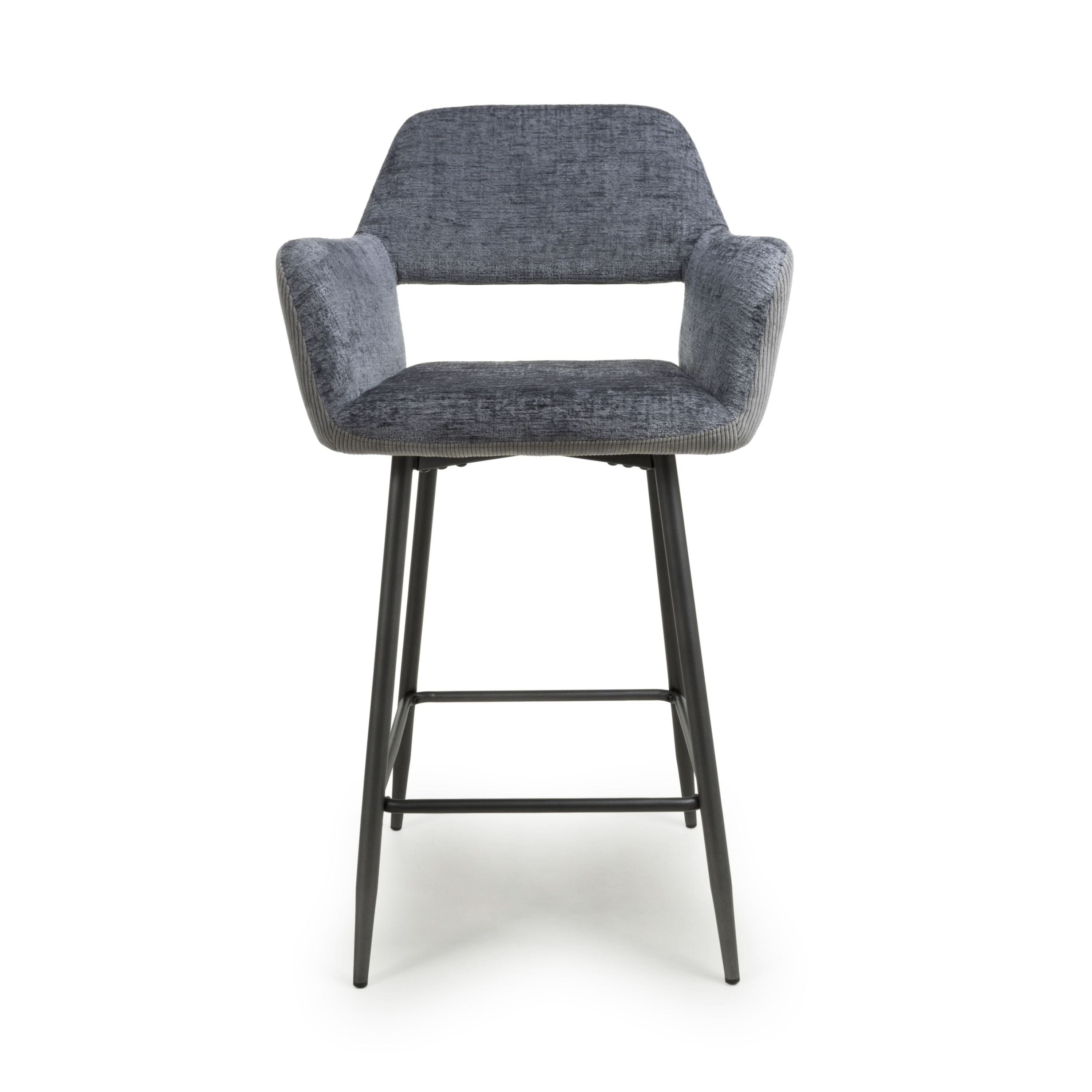 Sorento Chenille Corduroy Blue/Grey Bar Chair (7018382655552) (14625464713594)