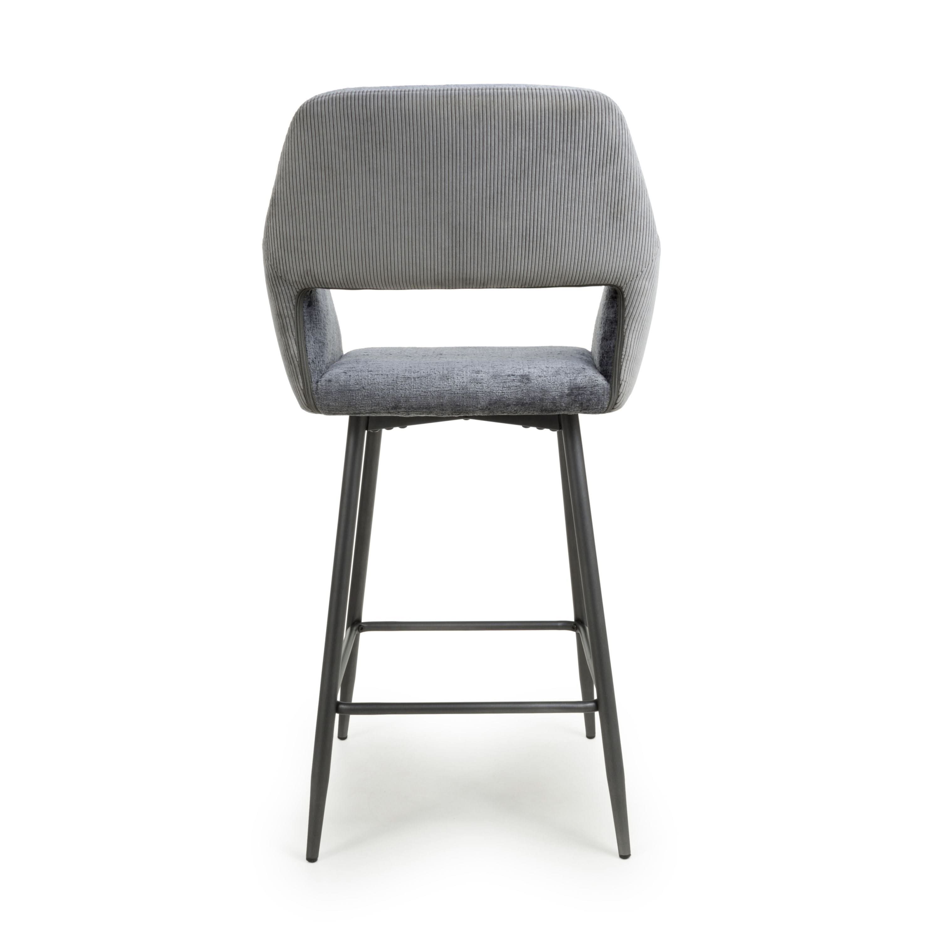 Sorento Chenille Corduroy Blue/Grey Bar Chair (7018382655552) (14625464713594)