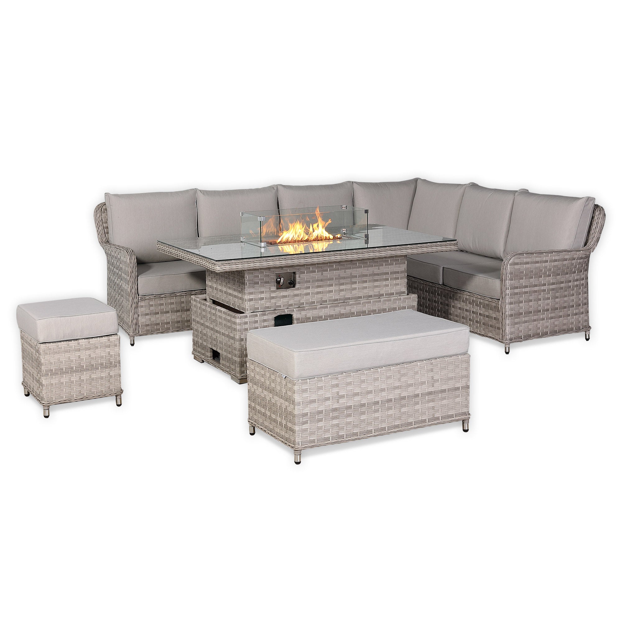 Palermo Large Right-Hand Corner Sofa Set with Rising Fire Pit Table - AMC Furniture