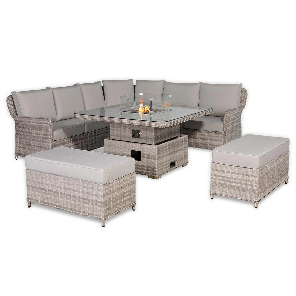Palermo Large Equal Corner Sofa Set with Rising Firepit Table - AMC Furniture