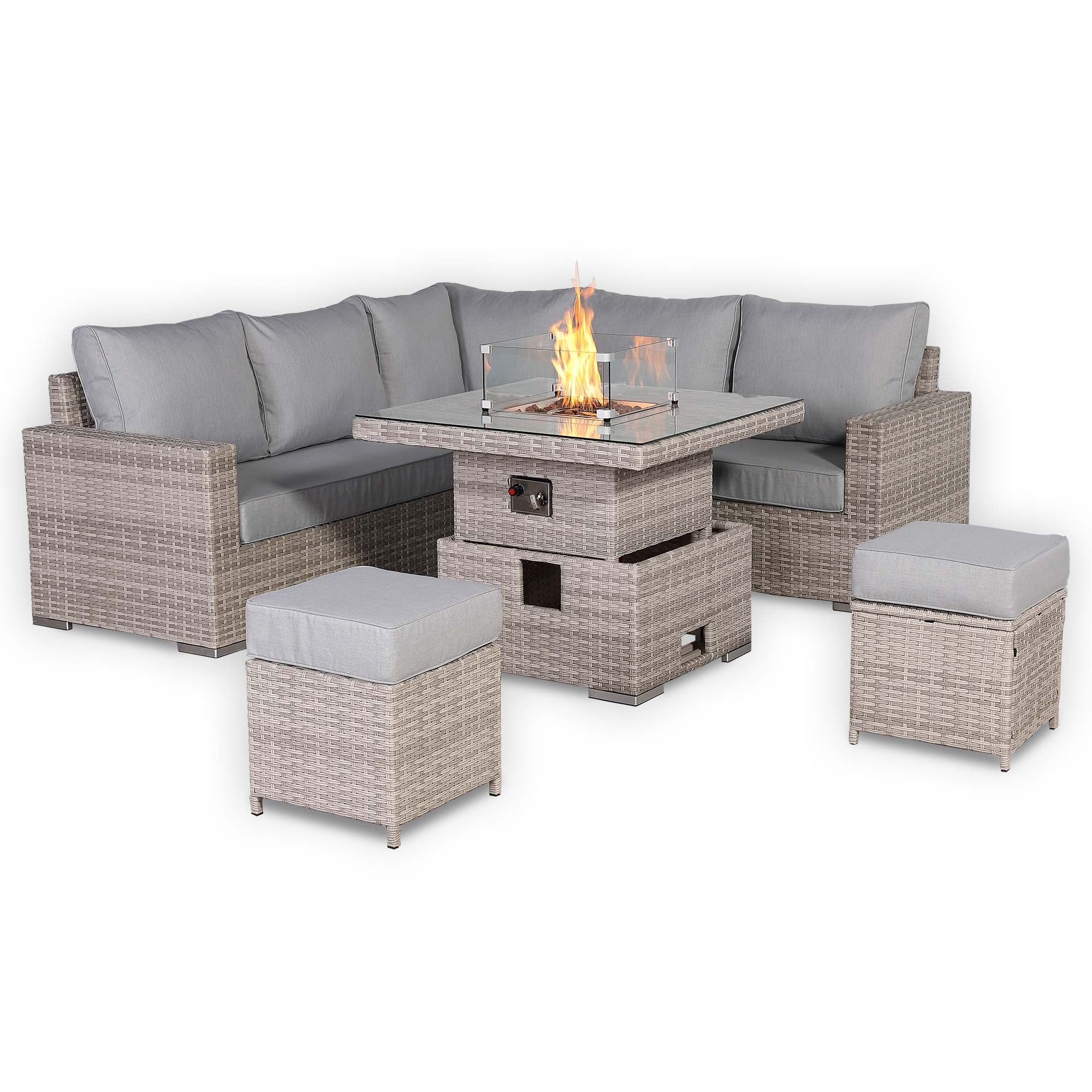 Santorini Square Rising Set with Firepit - AMC Furniture