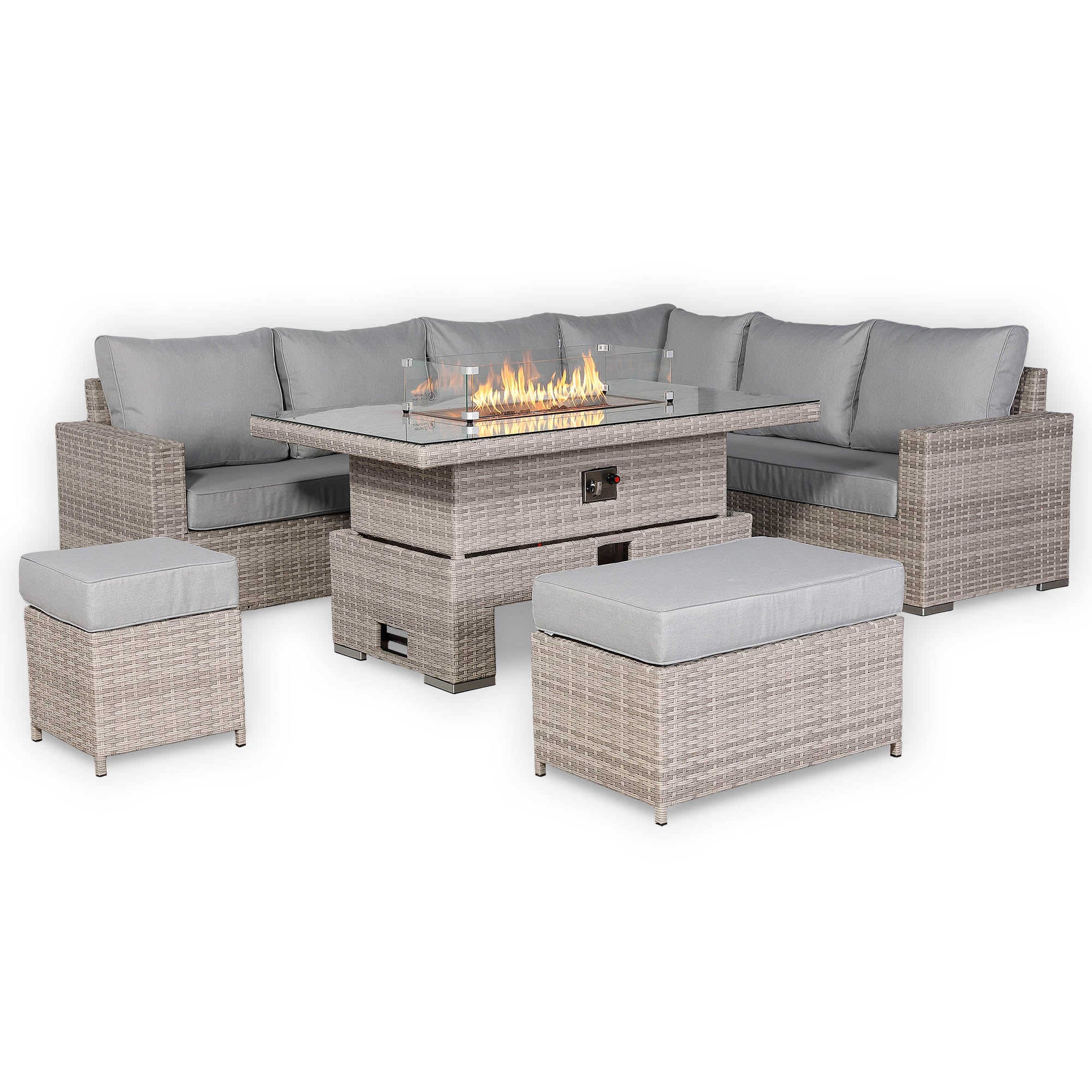 Santorini Corner Large Rising Set with Firepit RH - AMC Furniture