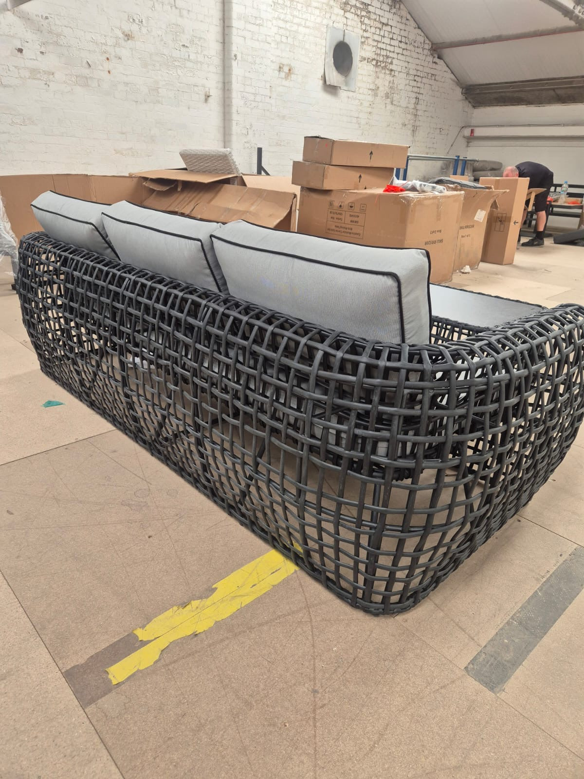 Indi 3 Seater Sofa and Coffee Table in Black