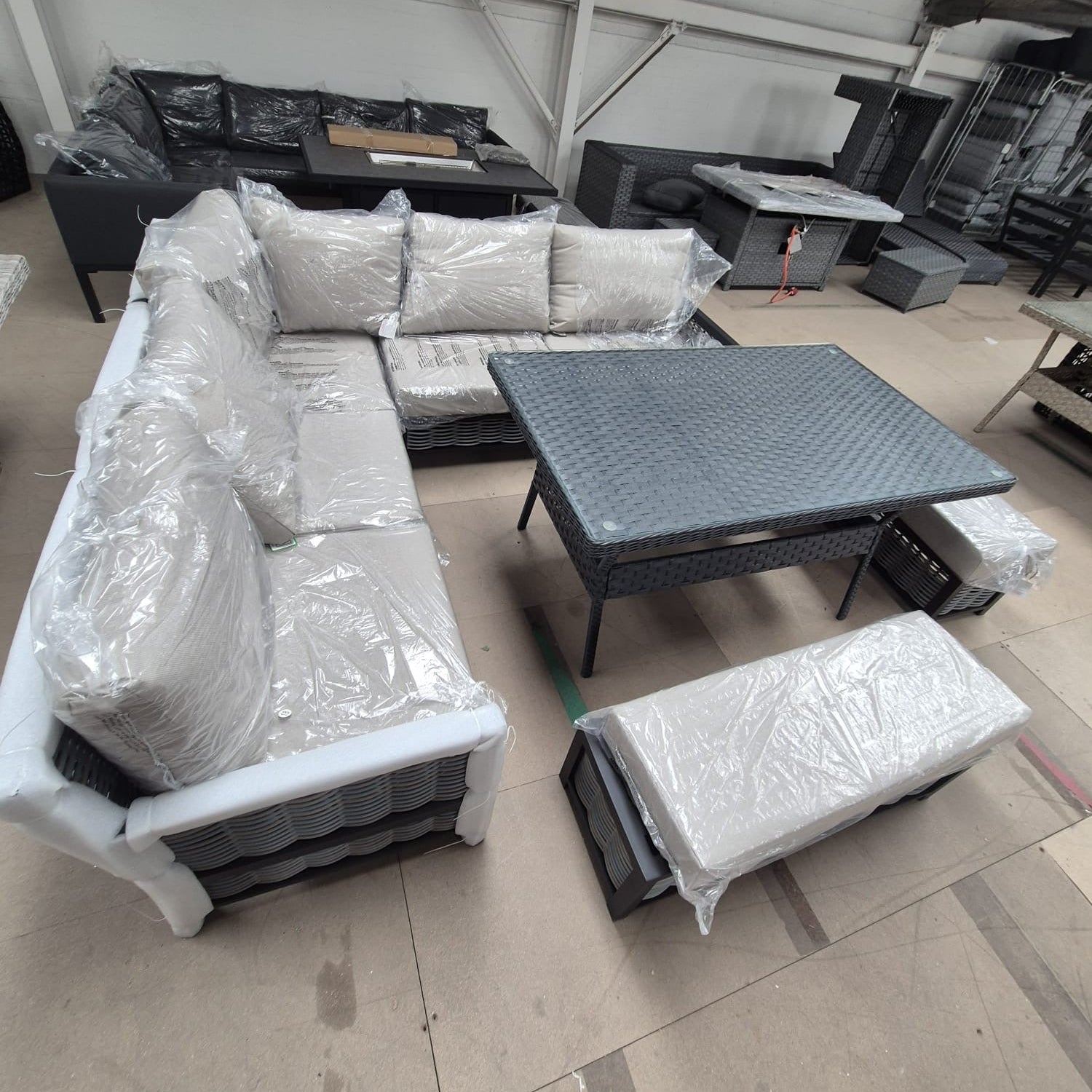 Ivy Aluminium Corner Sofa Set with Rattan Dining Table - AMC Furniture