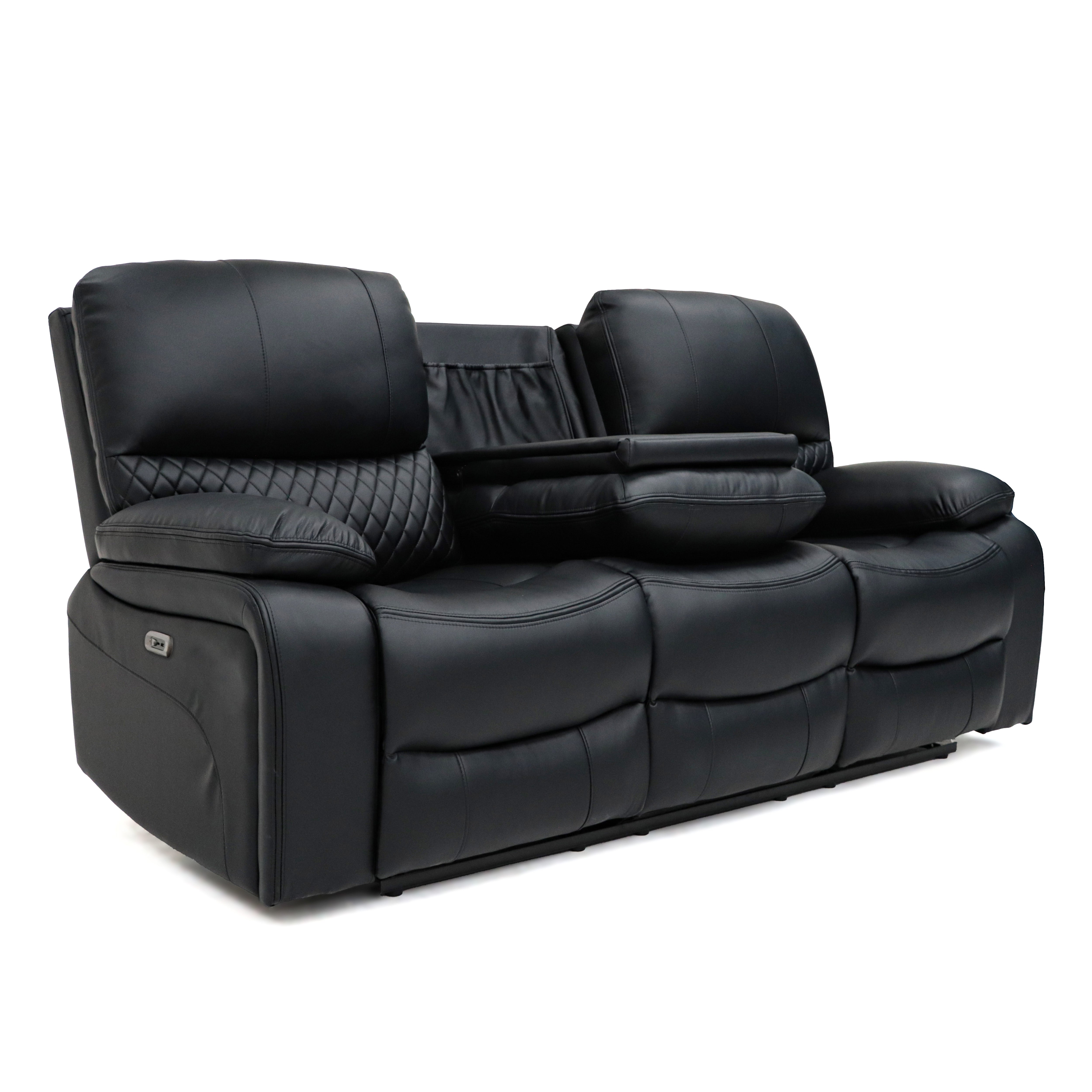 Alexa Electric Reclining 3+2 Seater Sofa Set in Black