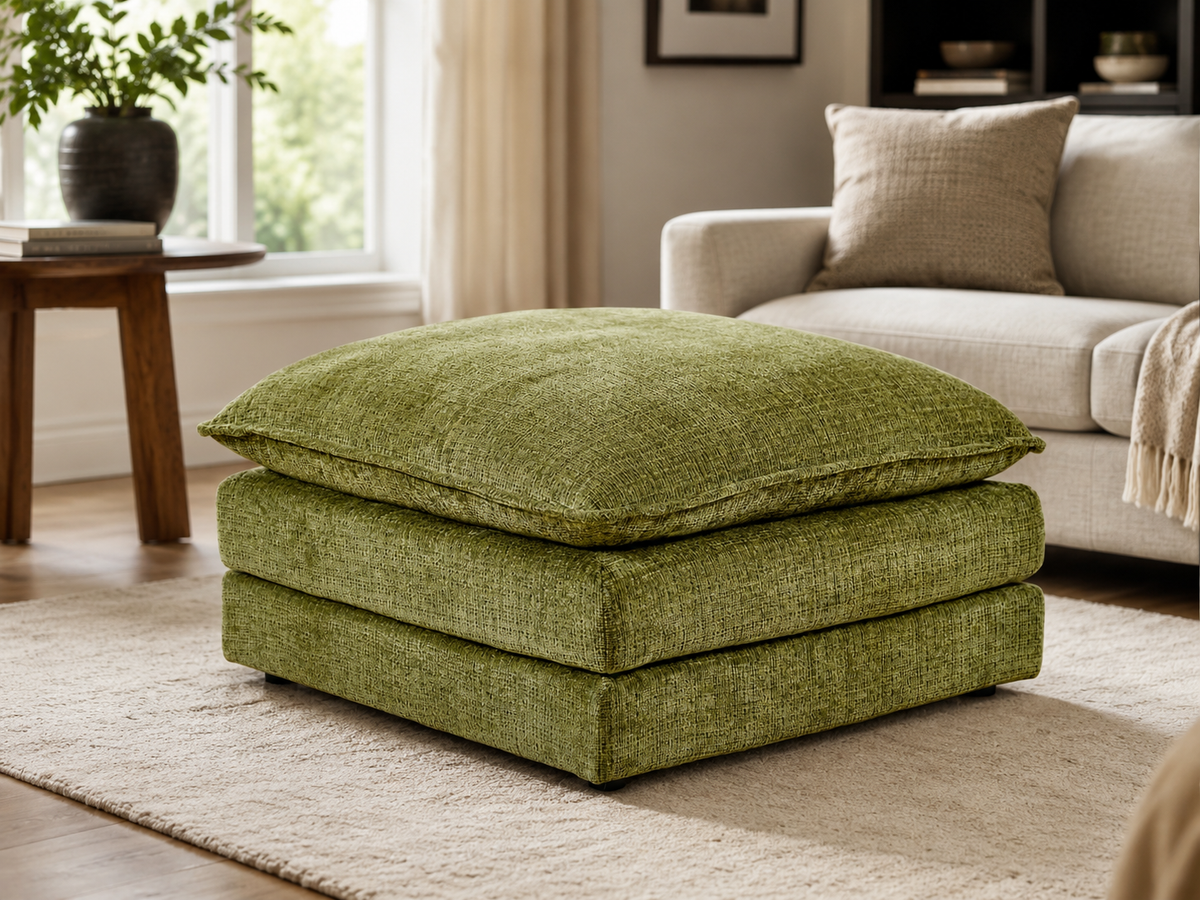 Aria Footstool in Green - AMC Furniture