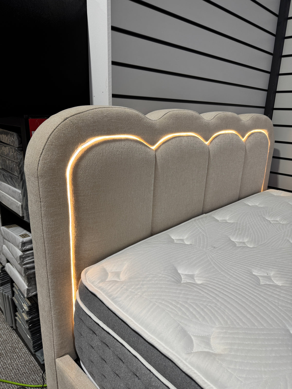 Milan Double Ottoman Bed with LED Headboard & Lux Pocket Mattress Bundle B Womack