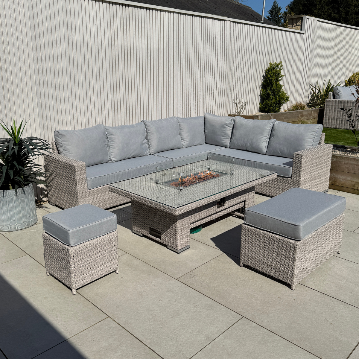 Santorini Corner Large Rising Set with Firepit RH - AMC Furniture