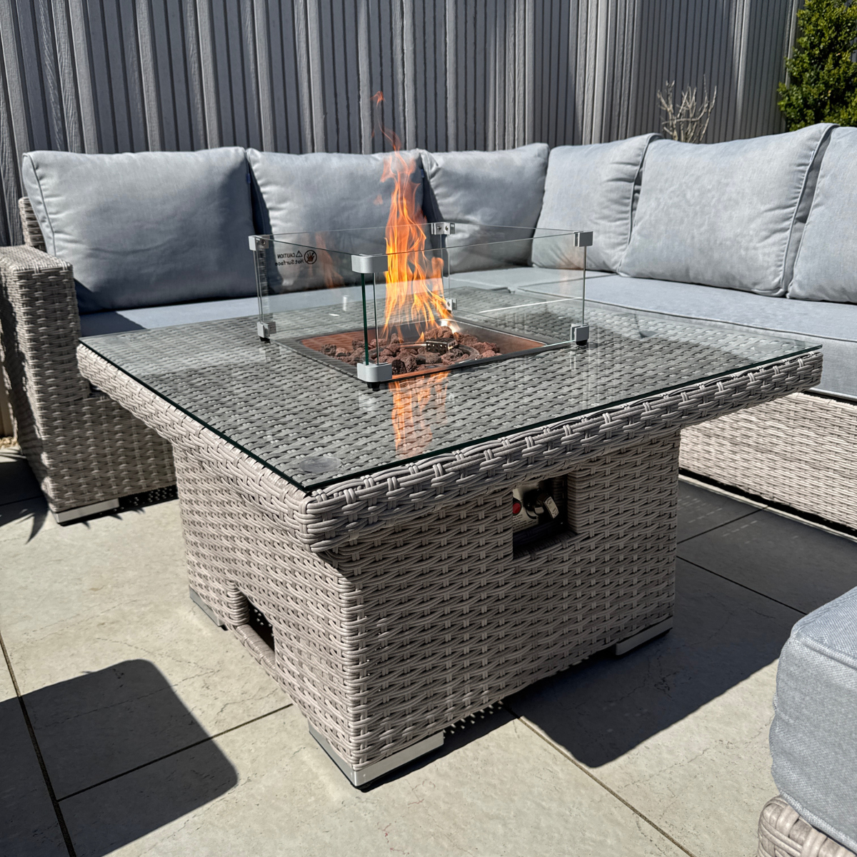 Santorini Square Rising Set with Firepit - AMC Furniture