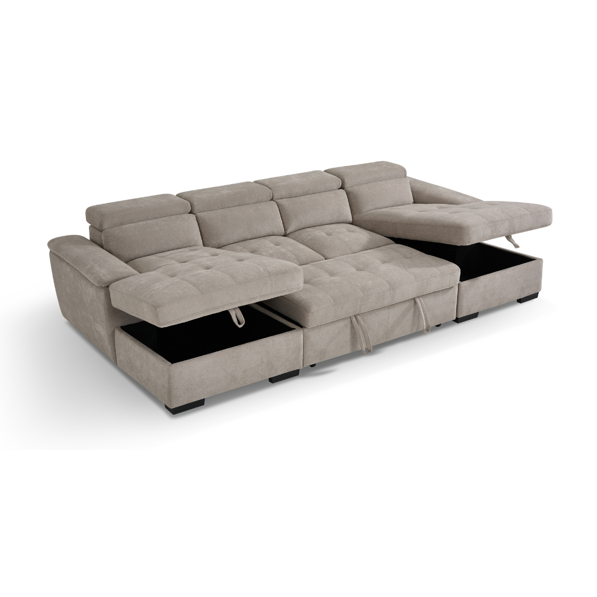 Luna U Shape Corner Sofabed in Beige - AMC Furniture